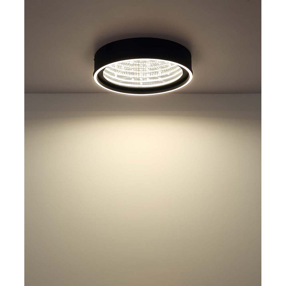 GLOBO LIGHTING LED Deckenleuchte, LED-Leuchtmittel fest verbaut, Kaltweiß, Warmweiß, Neutralweiß, Tageslichtweiß, Deckenleuchte Deckenlampe Wohnzimmerlampe schwarz matt Glas 3D Effekt