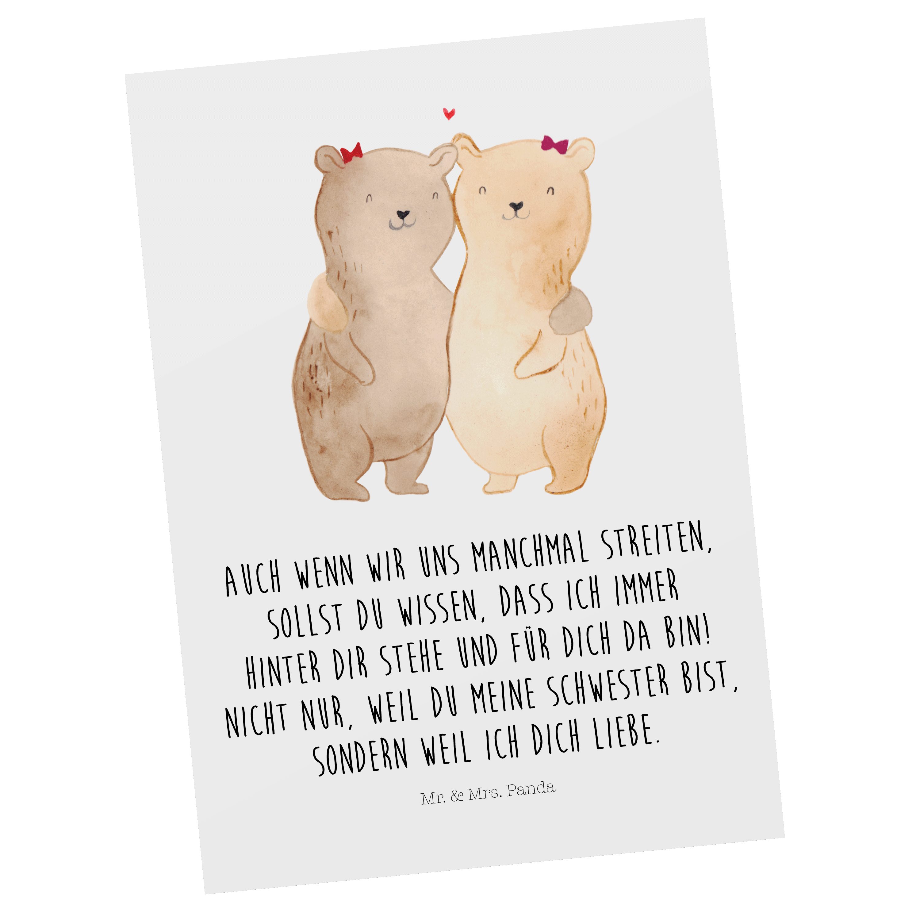 Schwestern Postkarte Weiß Mrs. O Einladungskarte, - Mr. & Geschenk, Panda - Bären Geschenkkarte,