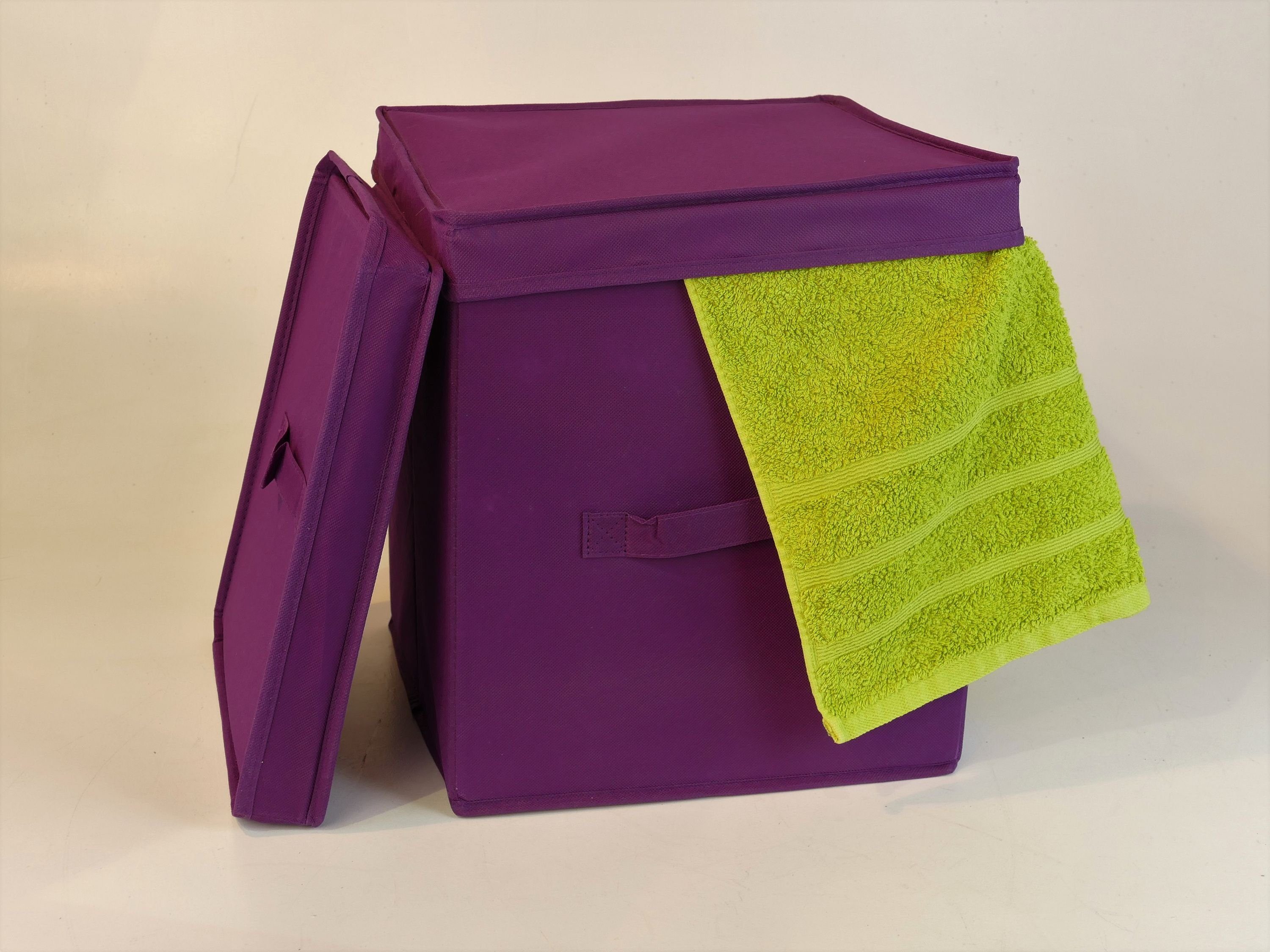 ARTRA Dekokorb Stoff Faltbox Faltbar Regalbox (2 Spielzeugkiste Aufbewahrungskorb SET 2er St), Ordnungsboxen"Levi" Violett Einschubkorb Regaleinsatz Aufbewahrungsbox Stoffbox