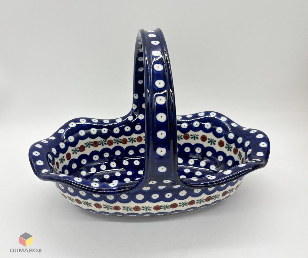 Ceramika Artystyczna Bolesławiec Dekokorb Bunzlauer Keramikkorb handbemalt – 28 cm Dekokorb