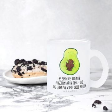 Mr. & Mrs. Panda Teeglas Avocado Kern - Transparent - Geschenk, Glas Teetasse, Frucht, Gesund, Premium Glas, Liebevolles Design