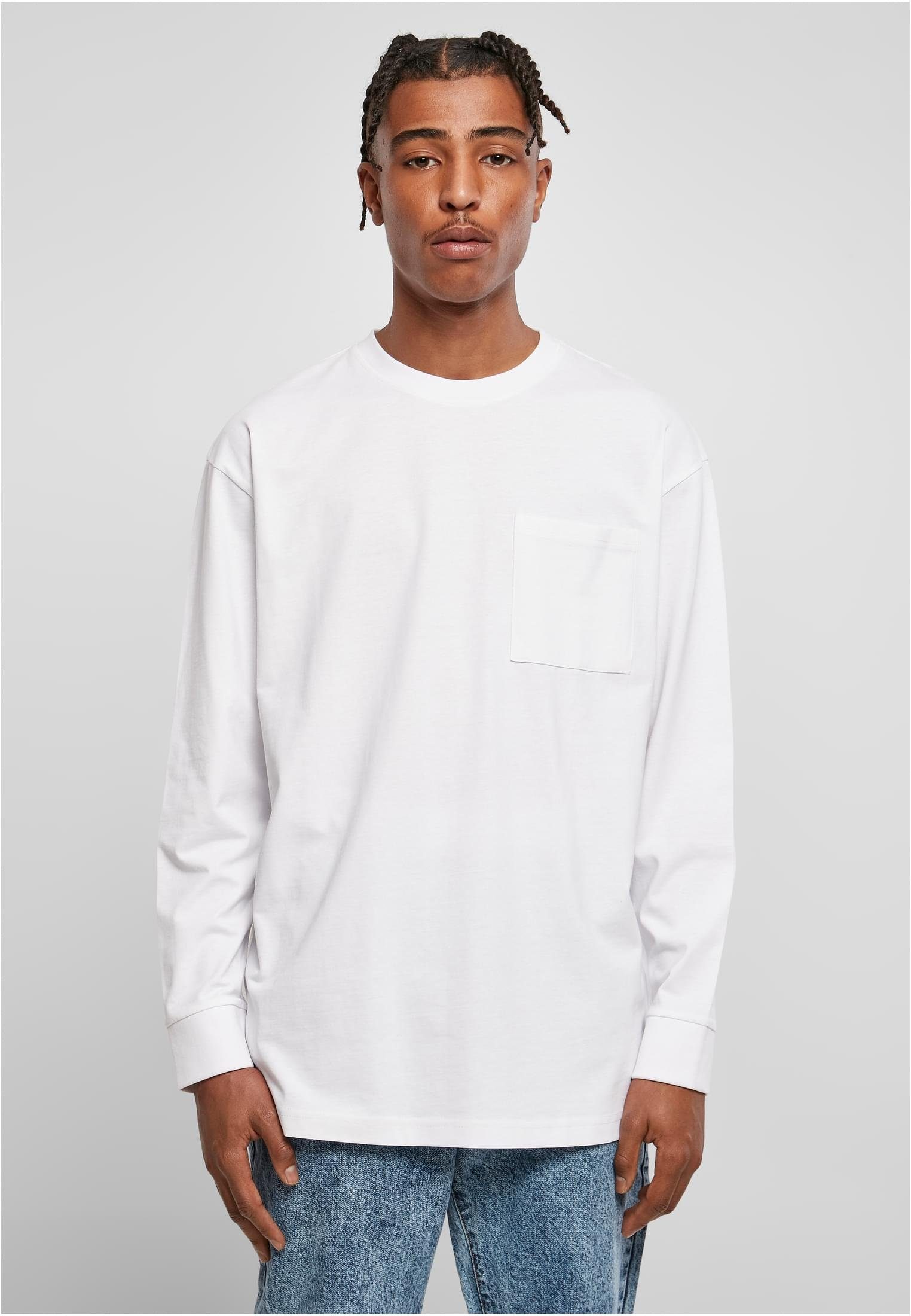 URBAN CLASSICS T-Shirt Herren Heavy Oversized Pocket Longsleeve (1-tlg) white