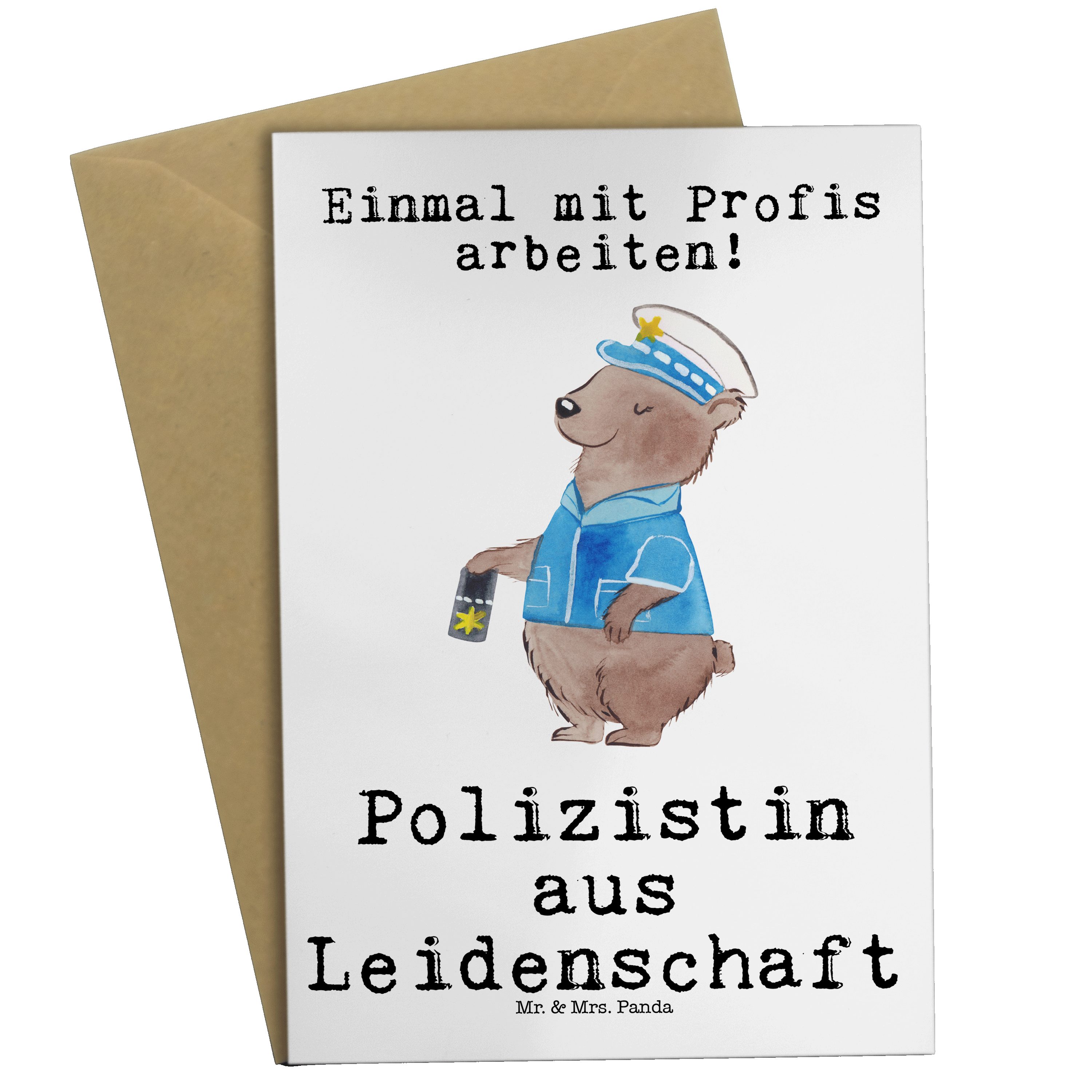 Mr. & Mrs. Panda Grußkarte »Polizistin aus Leidenschaft Weiß