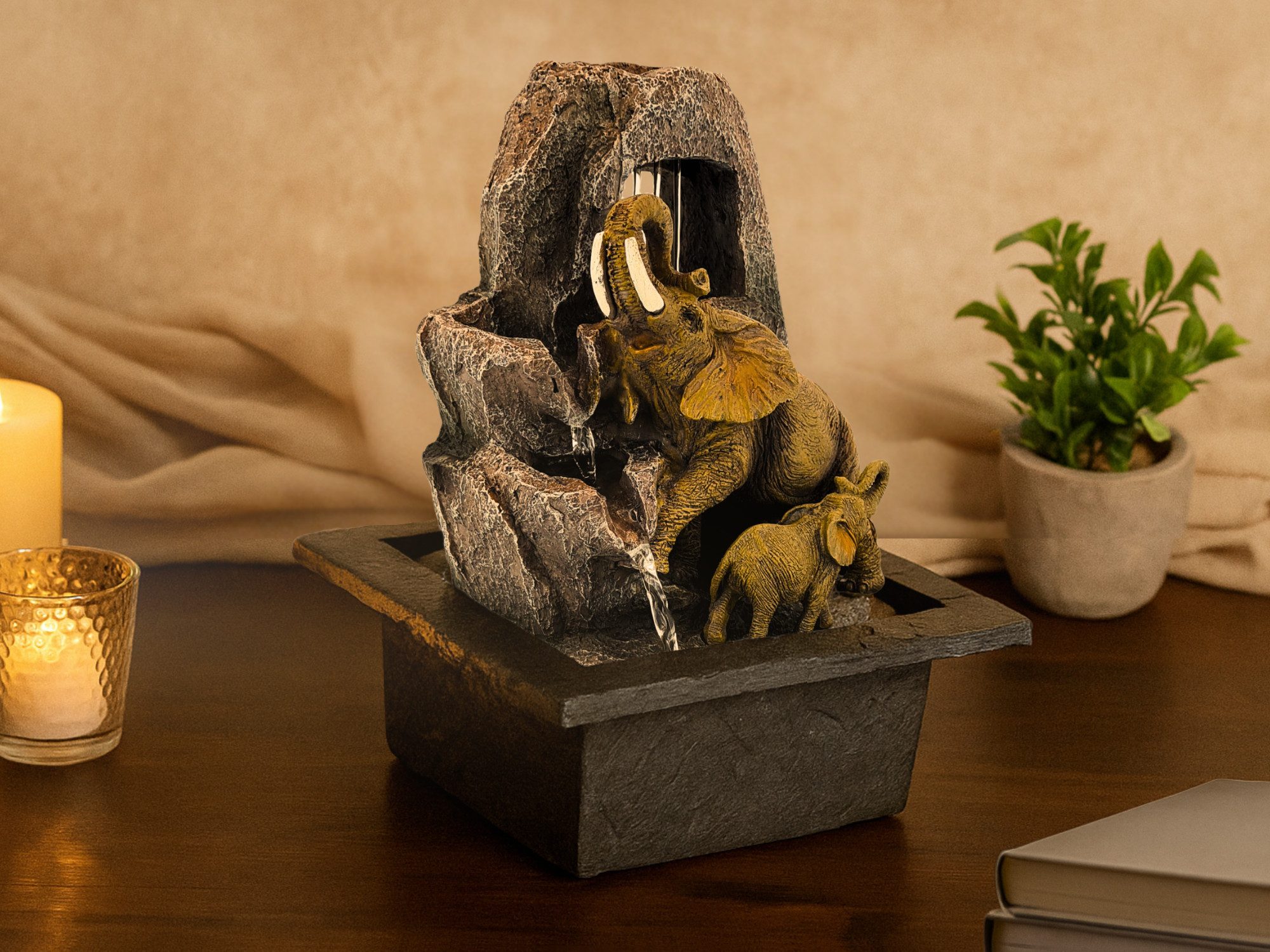 abc HOME Zimmerbrunnen Elefanten, elektrisch, LED, Wasserpumpe günstig online kaufen