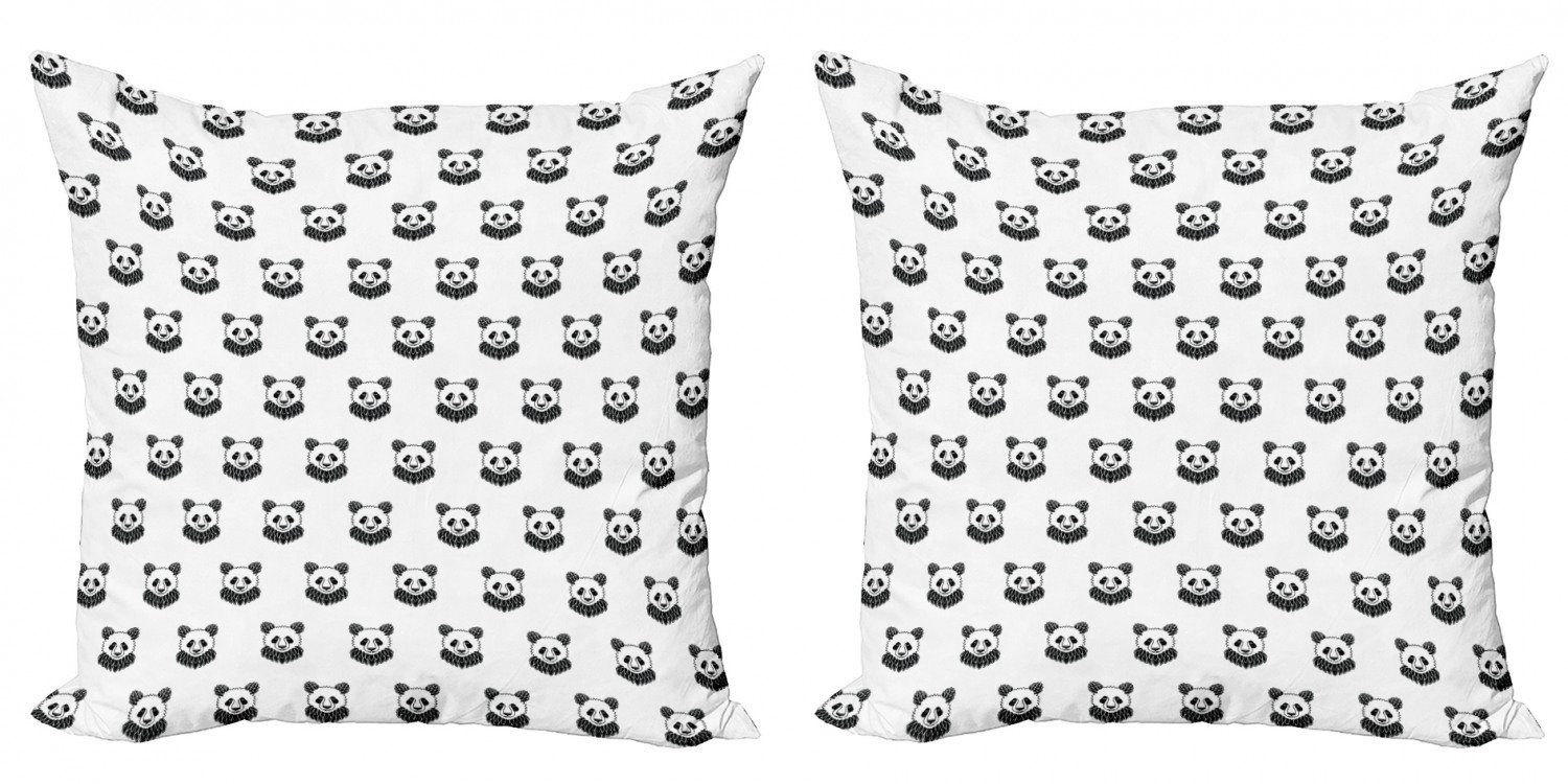 Modern (2 Abakuhaus Kissenbezüge Stück), Portraits Panda-Bär Accent Doppelseitiger Tätowieren Digitaldruck,