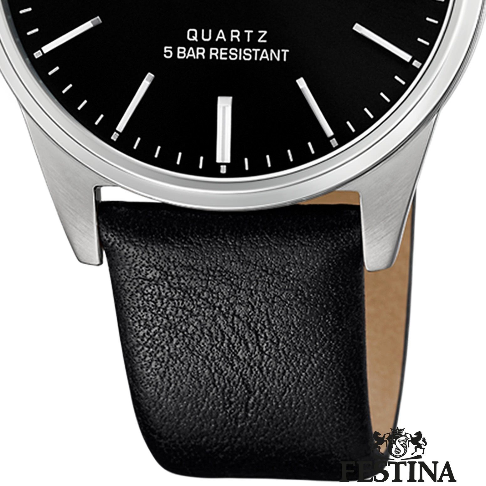 Festina Quarzuhr Festina Elegant Herren Uhr F20512/4, (Analoguhr), Herren Armbanduhr rund, Lederarmband schwarz, Elegant