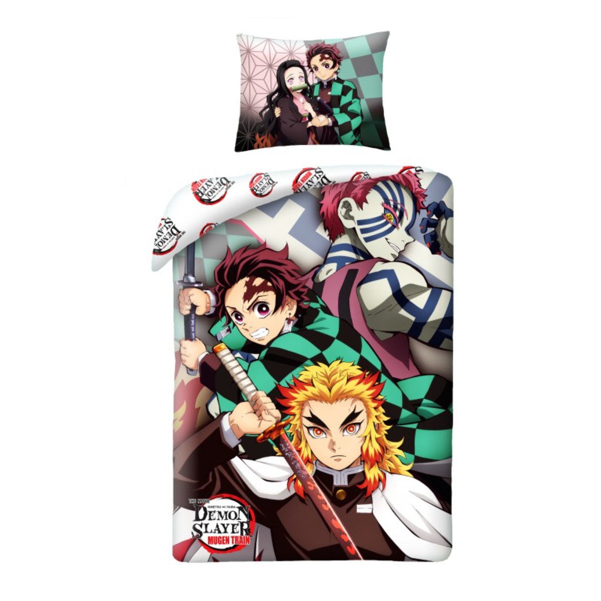 Demon Slayer Bettwäsche DS 4060BL Bettwäsche 140 × 200 cm Kissenbezug 70 × 90 cm, Baumwolle