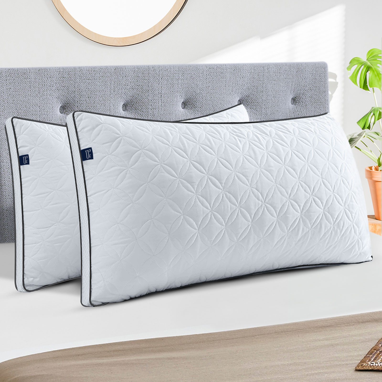 BedStory Kopfkissen 2er Set Kopfkissen 40x80/80x80 cm 950g/1500g Faserfüllung, Personen in allen Schlafpositionen