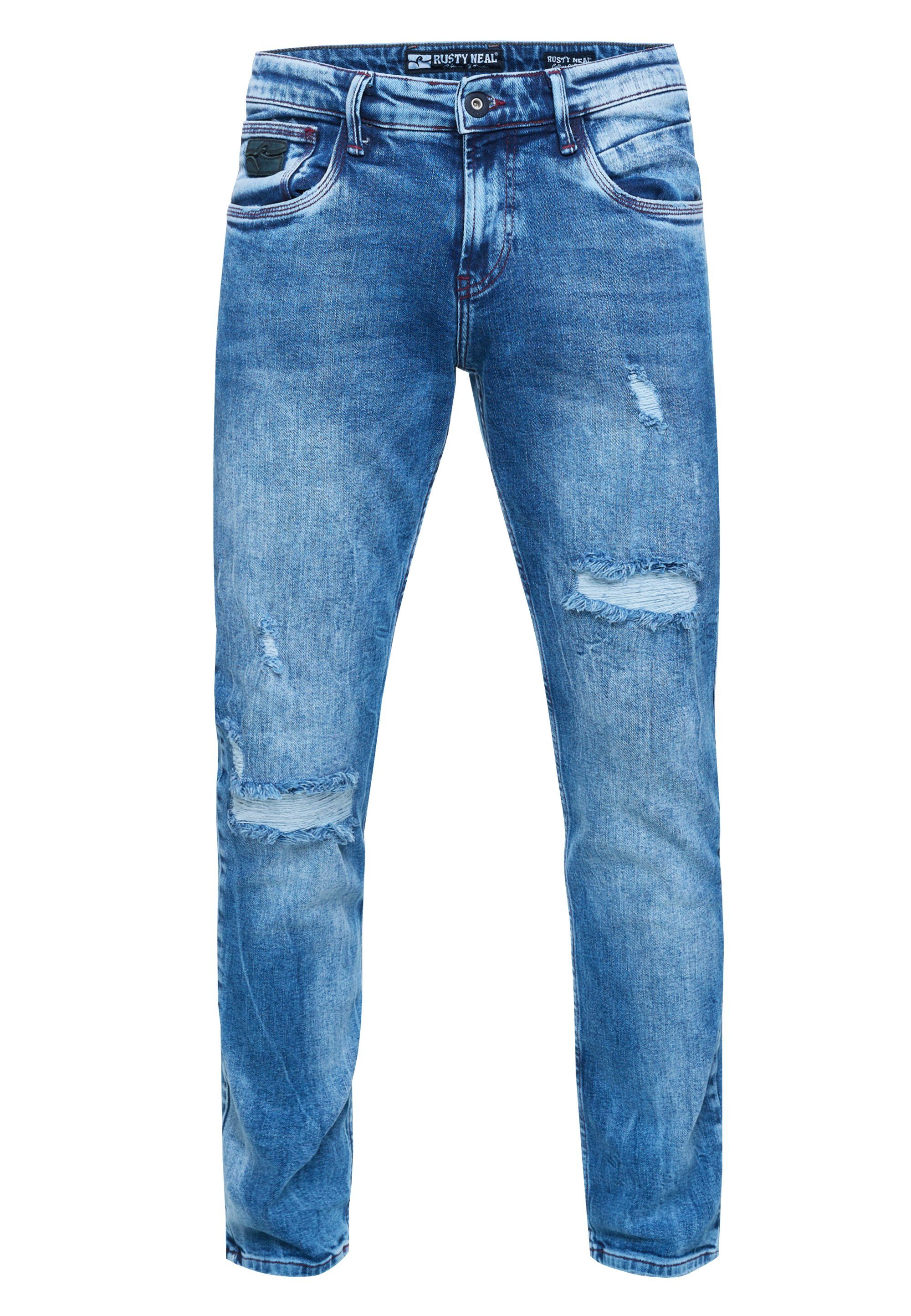 TORI Straight-Jeans mit hellblau Waschung Rusty dezenter Neal