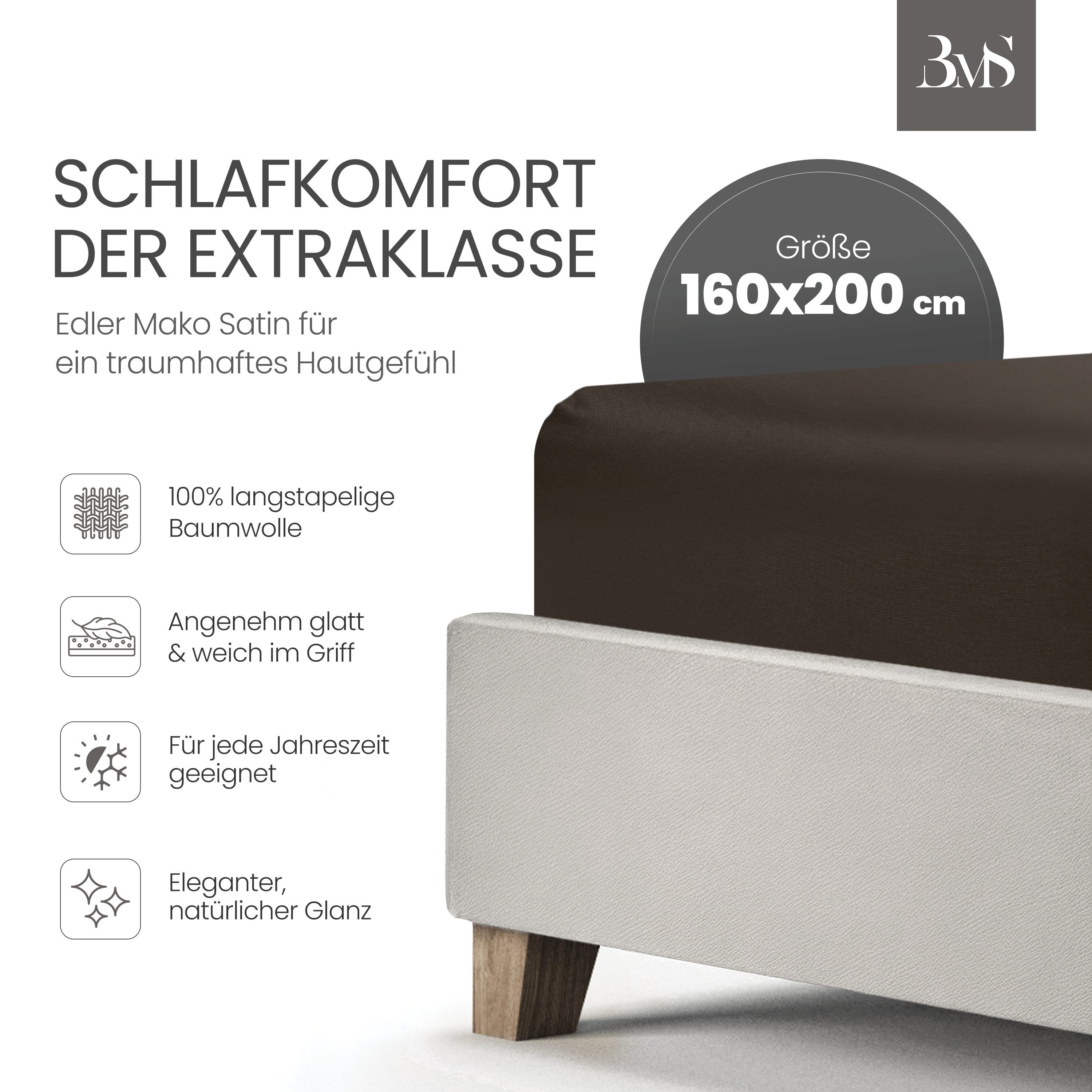 BETTWAESCHE-MIT-STIL Spannbettlaken Mako Satin Spannbettlaken, Topper 5-10 günstig online kaufen