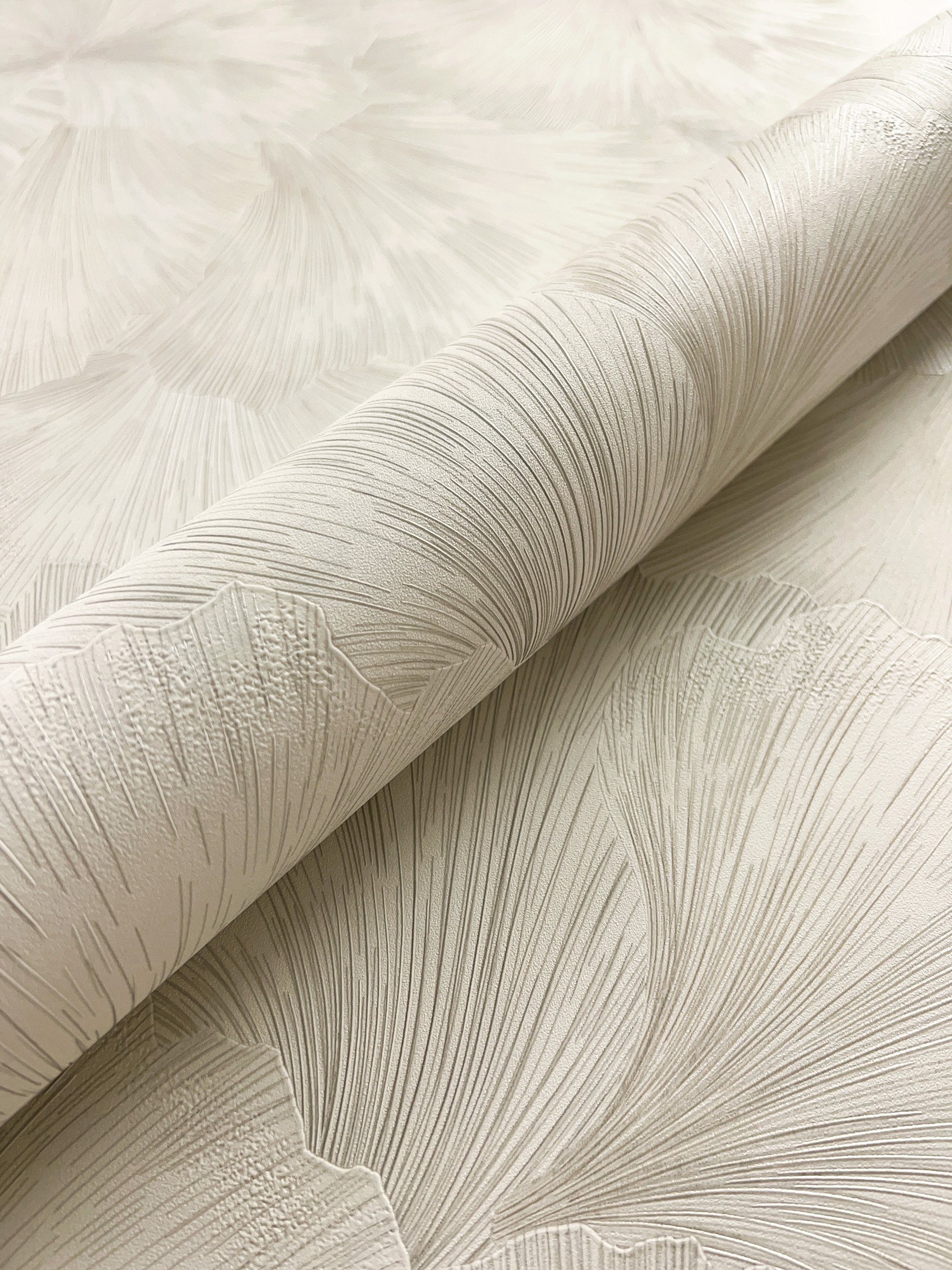 Newroom Vliestapete, Creme Tapete Modern Dschungel - Mustertapete Palmenblä günstig online kaufen