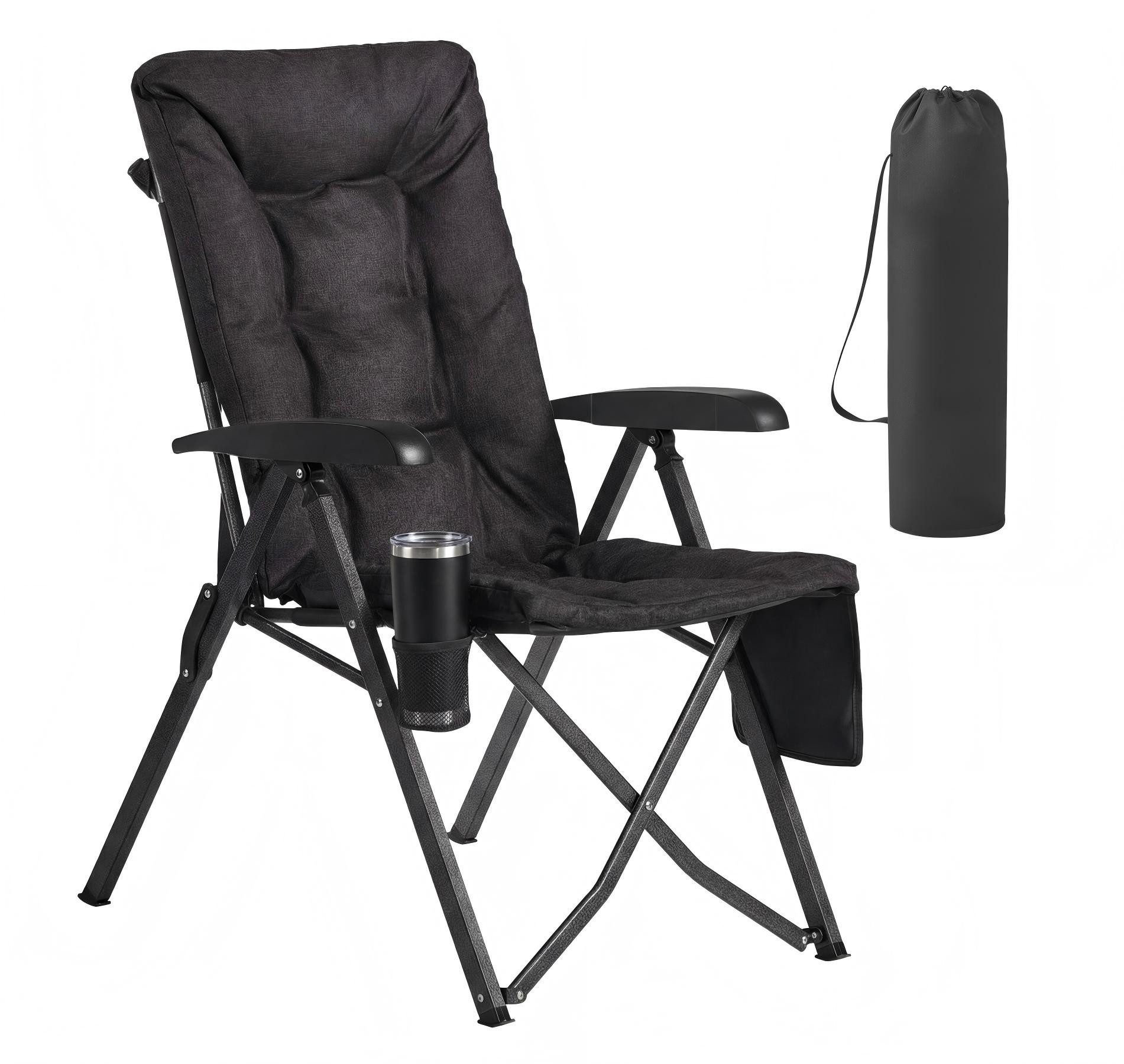 SONGMICS Campingstuhl 90°-150° verstellbare Rückenlehne, mit Polsterung/Tragetasche, 70 x 59,5 x 110 cm, belastbar bis 150 kg