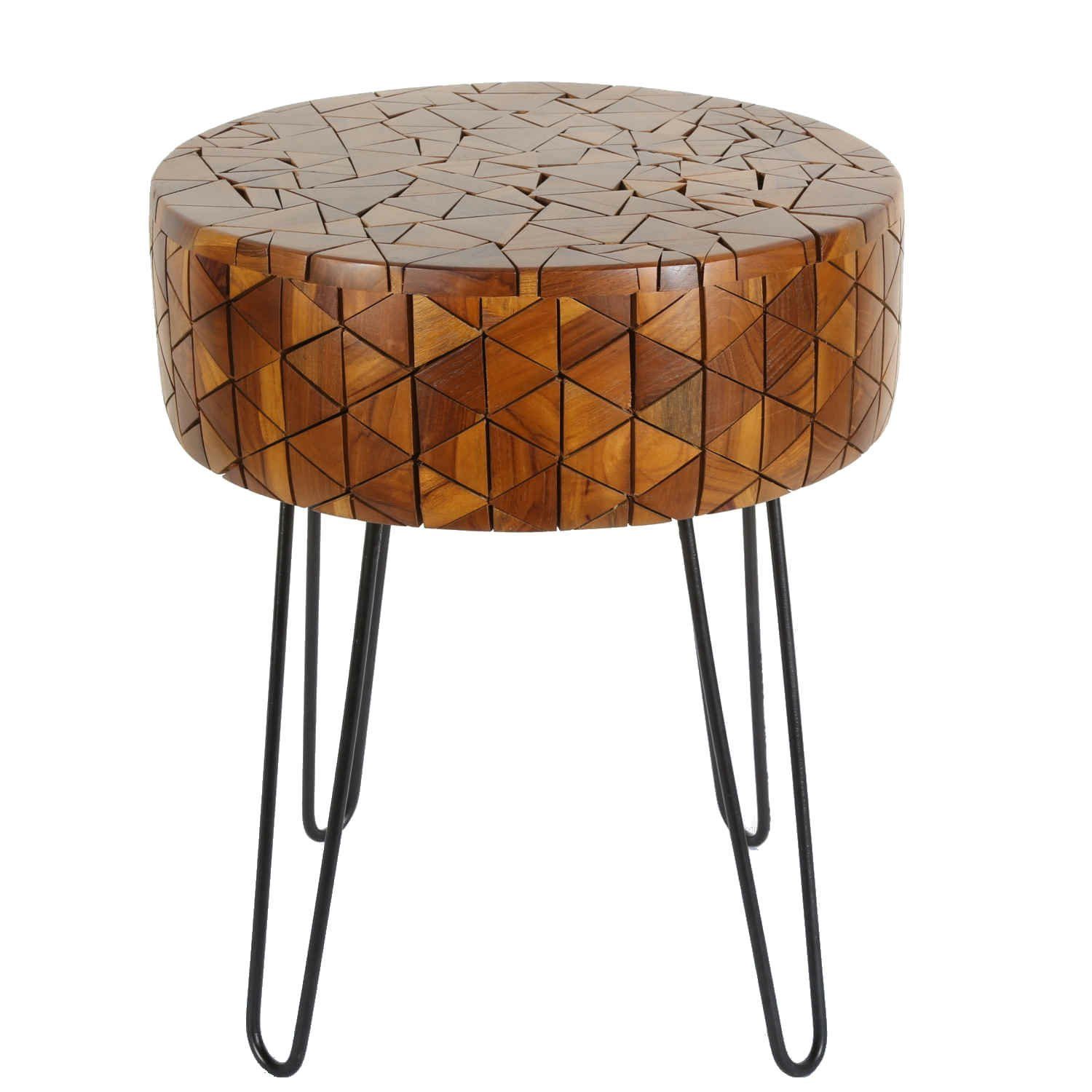 Casa Moro Beistelltisch Stylischer Couchtisch Sophie Ø 47cm rund aus massiv Holz (Mosaik Sofatisch), Kunsthandwerk, Jeder Tisch ist ein Unikat