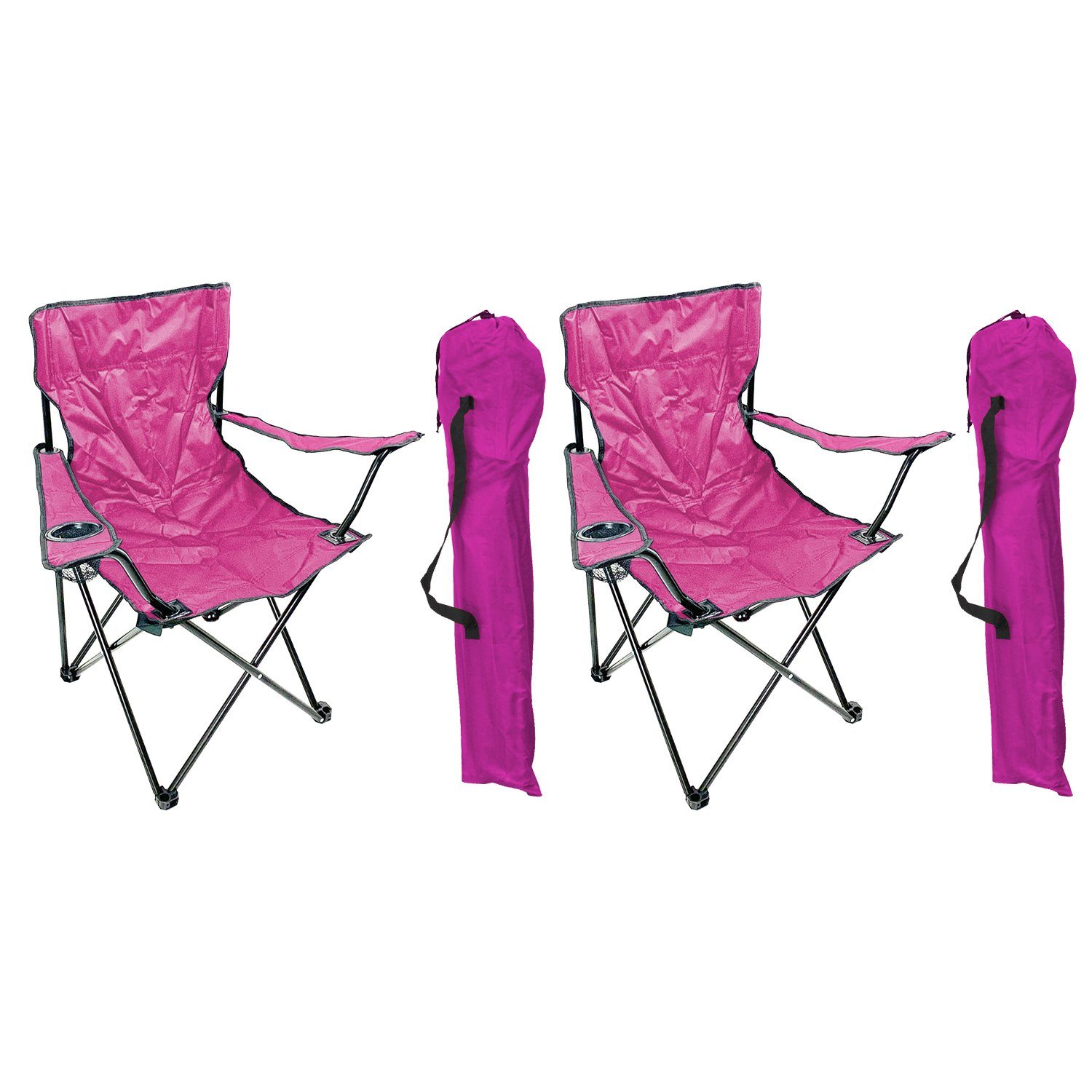 Klappstuhl 2er Anglersessel Campingstuhl Getränkehalter Outdoorstuhl Tasche Pink