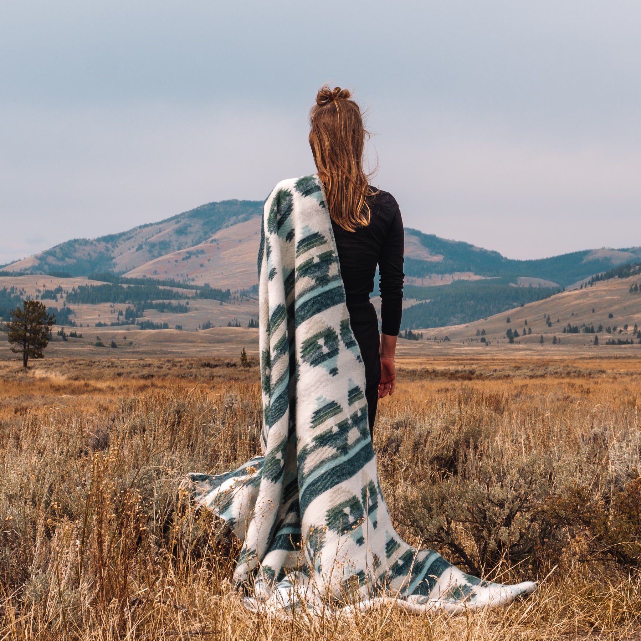 Wolldecke SEQUOIA, Steppenwolle, Nachhaltige Wolldecke grün 130x200cm, Made in EU aus 100% Schurwolle