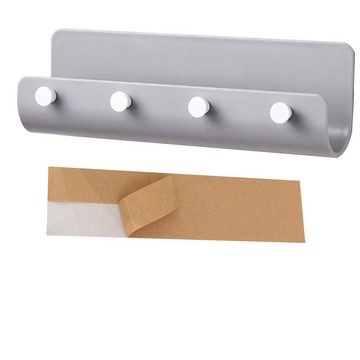 Lubgitsr Wandhaken Mehrzweck-Mail-Wandhalterung mit 4 Haken für Schlüssel (grau), (1-St)