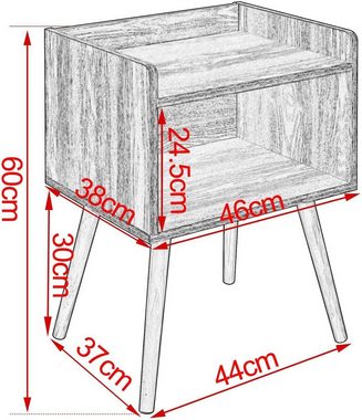 Woltu Nachttisch, 2er-Set Beistelltisch Sofatisch, mit Offenem Fach Holz