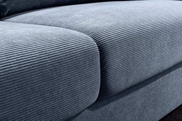 LebensWohnArt Sofa Lounge-Sofa NICE 220cm blau Cord Federkernpolsterung