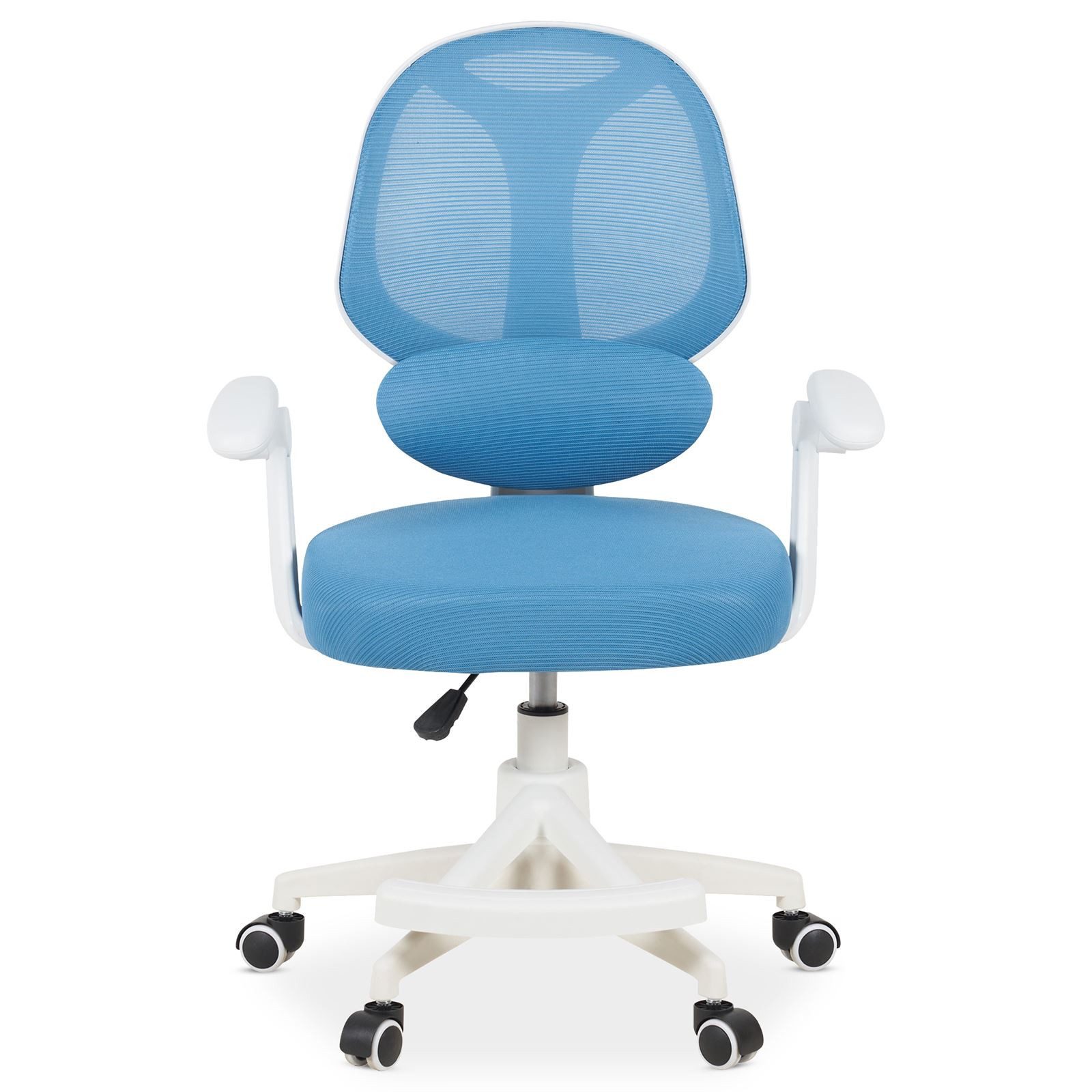 IDIMEX Schreibtischstuhl ISLA, Kinder Bürostuhl mit Fußstütze ergonomisch höhenverstellbar Blau