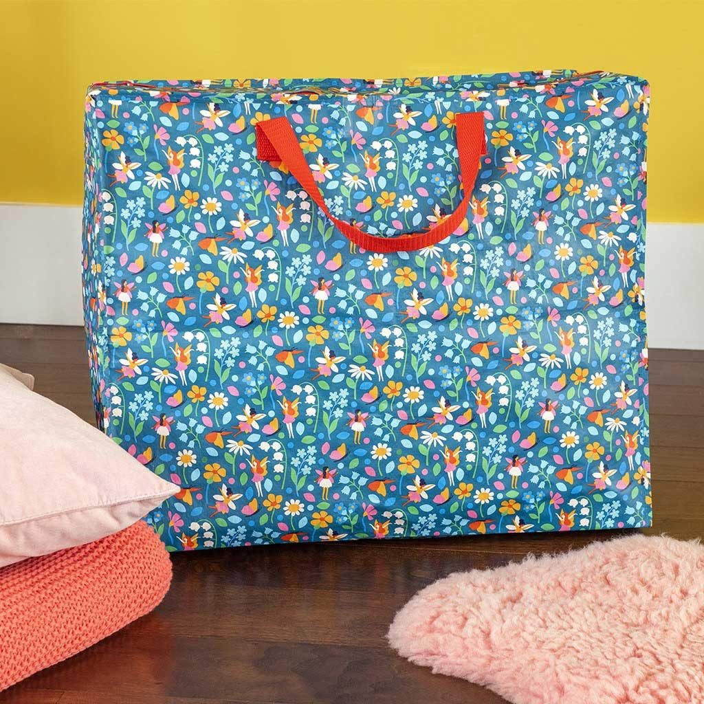 LS-LebenStil Aufbewahrungstasche XXL Jumbo Bag Fairies Garden 55cm Recycelt Nachhaltig Einkaufstasche (Unterbettkommode Organizer Aufbewahrungsbox, 1-tlg., Eink – Bild 3 von 5