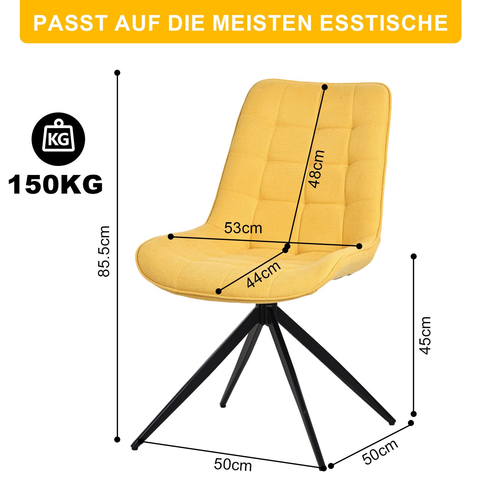 HOMAVO Esszimmerstuhl Stuhlset mit Ammlehnen in Drehbar Vintage-Look (4 St), EN 12520 geprüft, Armlehnen, ergon. Rückenlehne, 360° Drehung