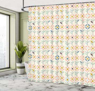 Abakuhaus Duschvorhang Moderner Digitaldruck mit 12 Haken auf Stoff Wasser Resistent Breite 175 cm, Höhe 180 cm, Floral Skandinavische Blumen Muster