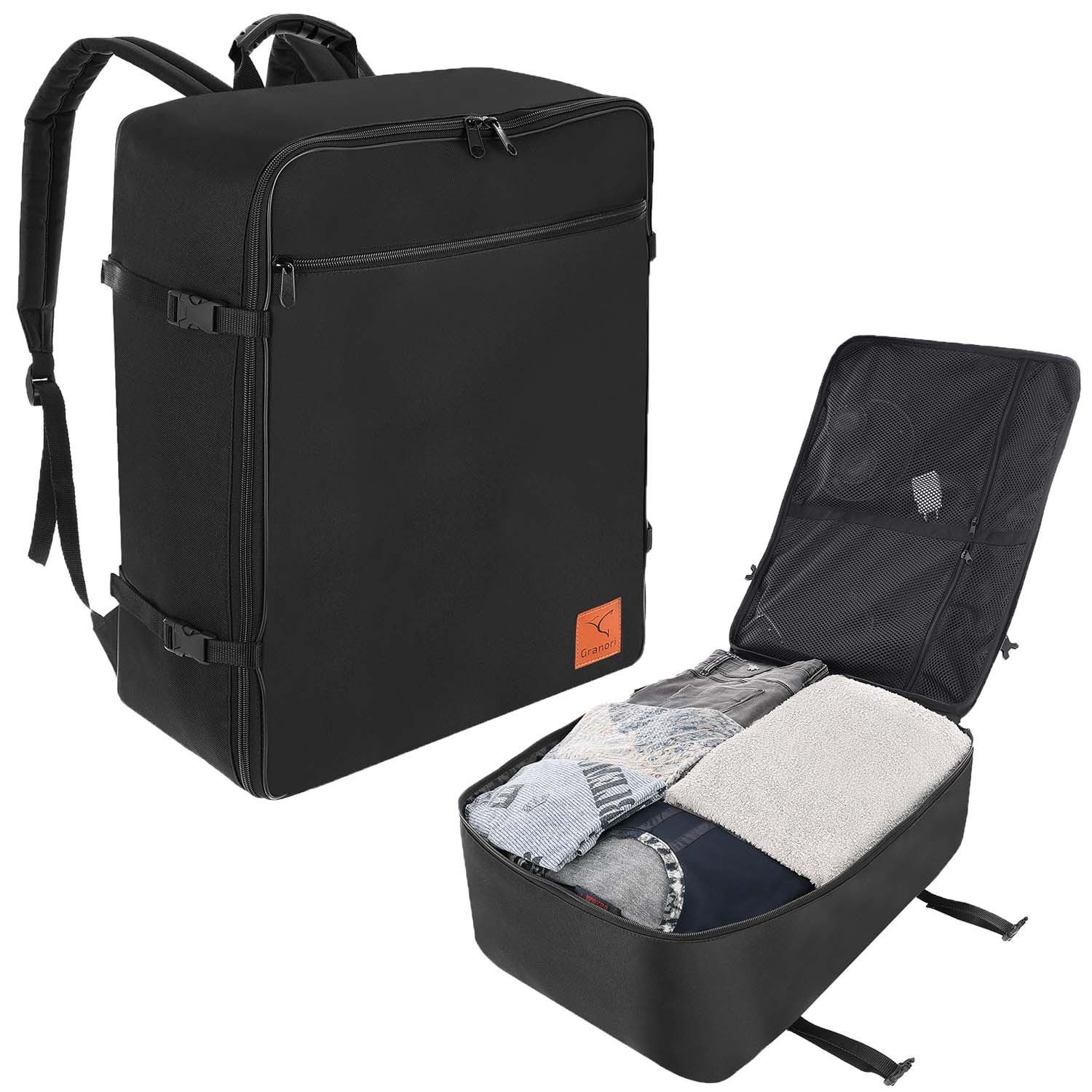 Granori Handgepäckkoffer Rucksack "Dreampack Jumbo" – Leichter 55x40x20 cm Reiserucksack 40 L, riesiges aufklappbares Platzwunder mit Kompressionsfunktion