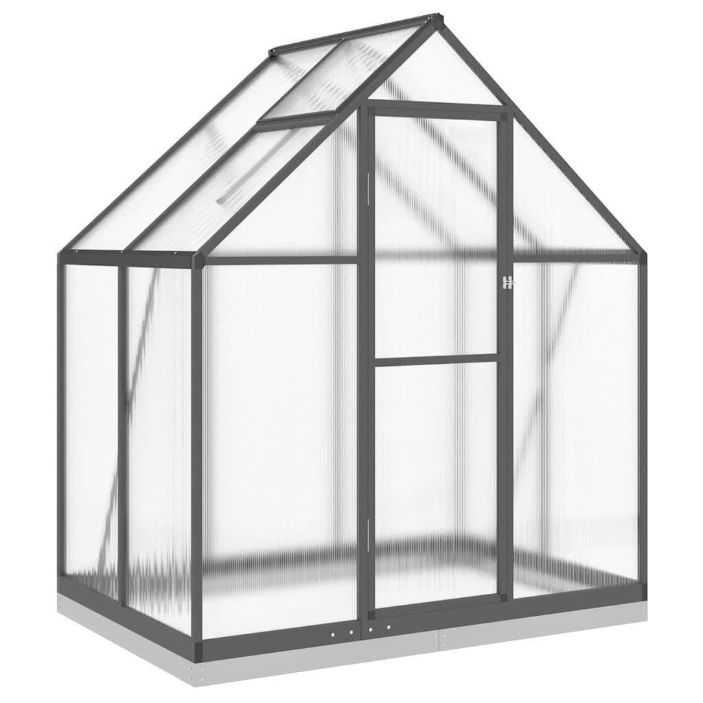 vidaXL Gewächshaus Gewächshaus mit Fundamentrahmen Anthrazit 169x114x202 cm Alu