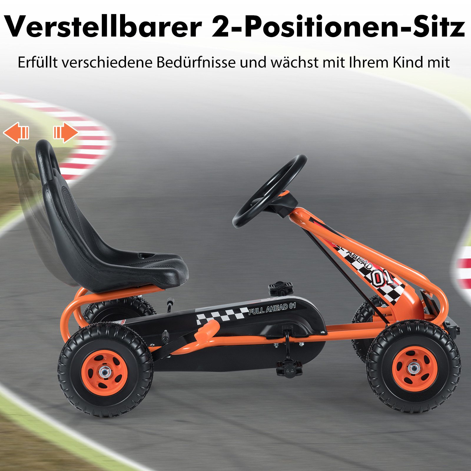 COSTWAY Go-Kart, Tretauto, Tretfahrzeug, Kinderfahrzeug, ab 3 Jahren