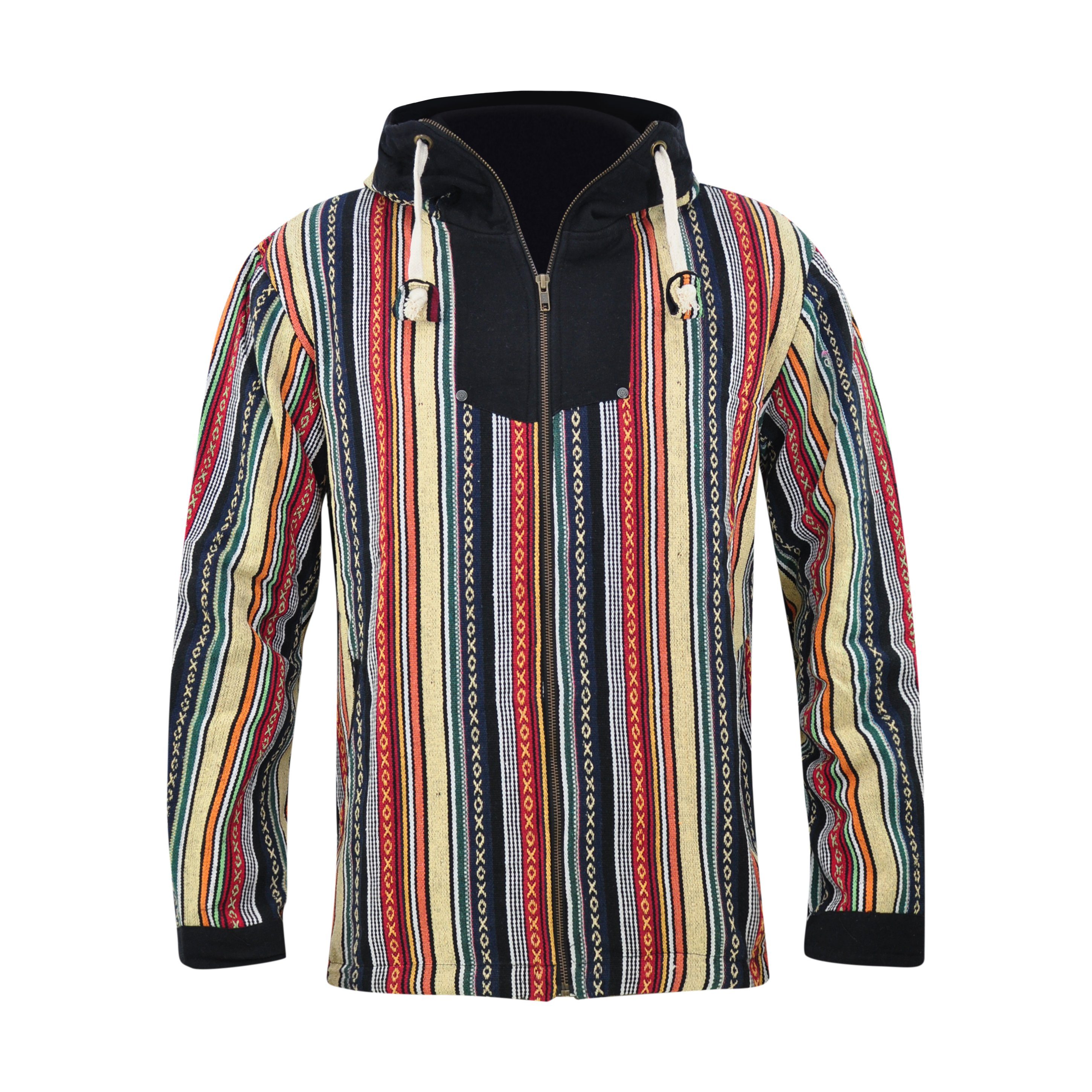 virblatt Cargojacke Vintage Hoodie Herren, Baumwolle, Baja Hoodie Vintage Hippie Jacke Große Kapuze, Patchwork Baja Material