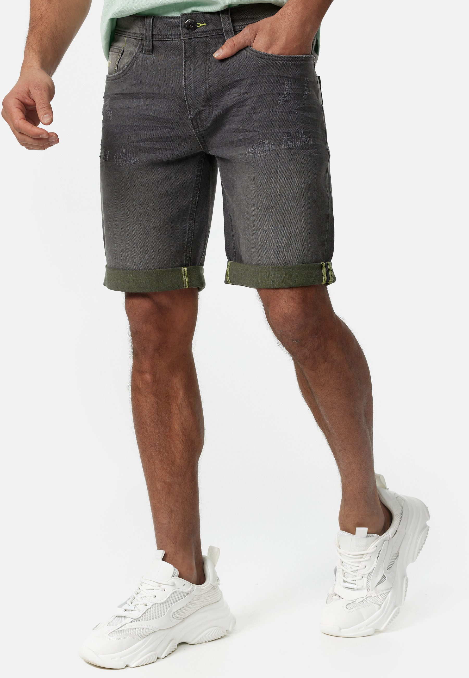 Indicode Jeansshorts Herren INZalento Jeans Shorts Herrenshorts aus elastischer Baumwoll-Qualität
