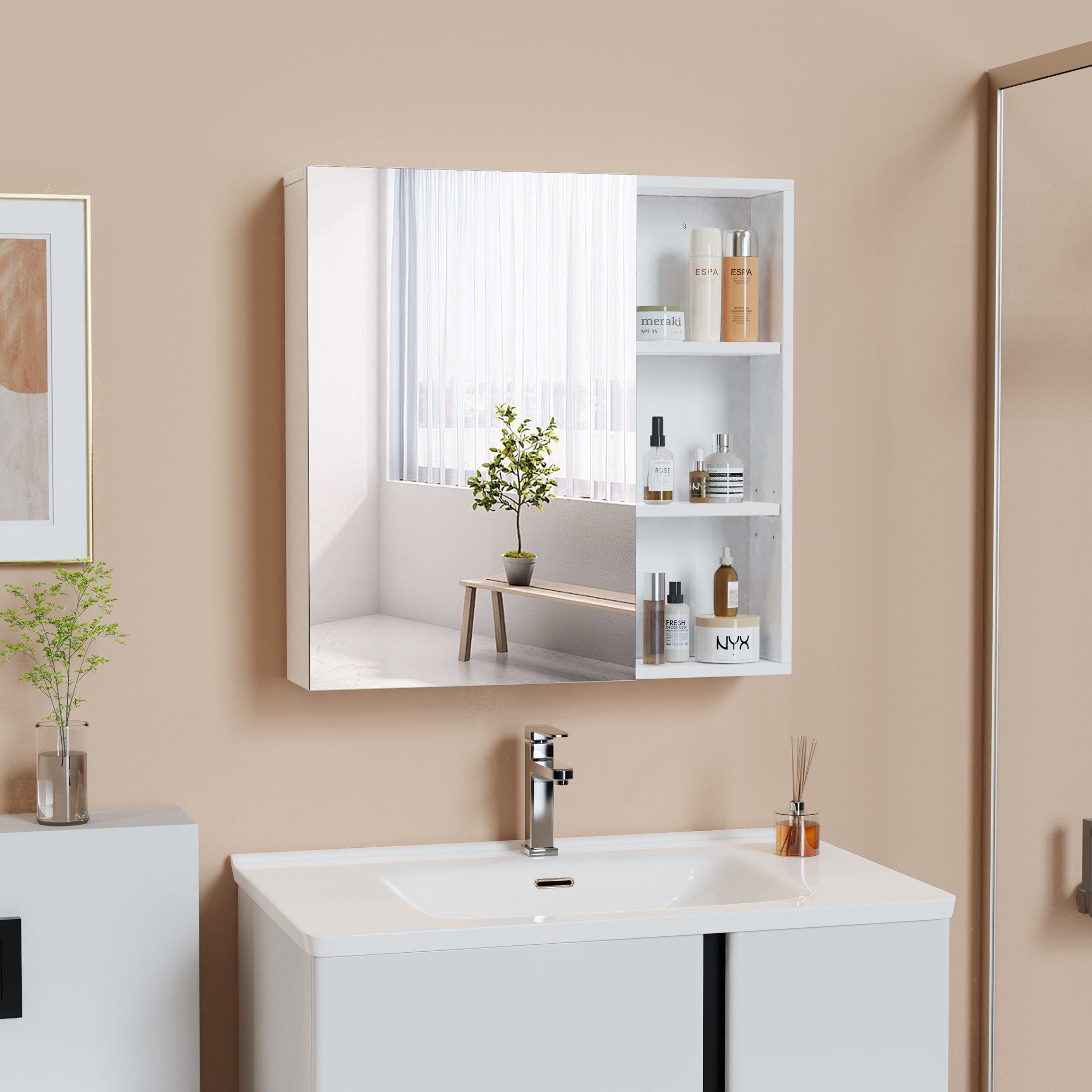 Mondeer Badezimmerspiegelschrank Badezimmerspiegel mit Spiegel und 1 Tropfs günstig online kaufen