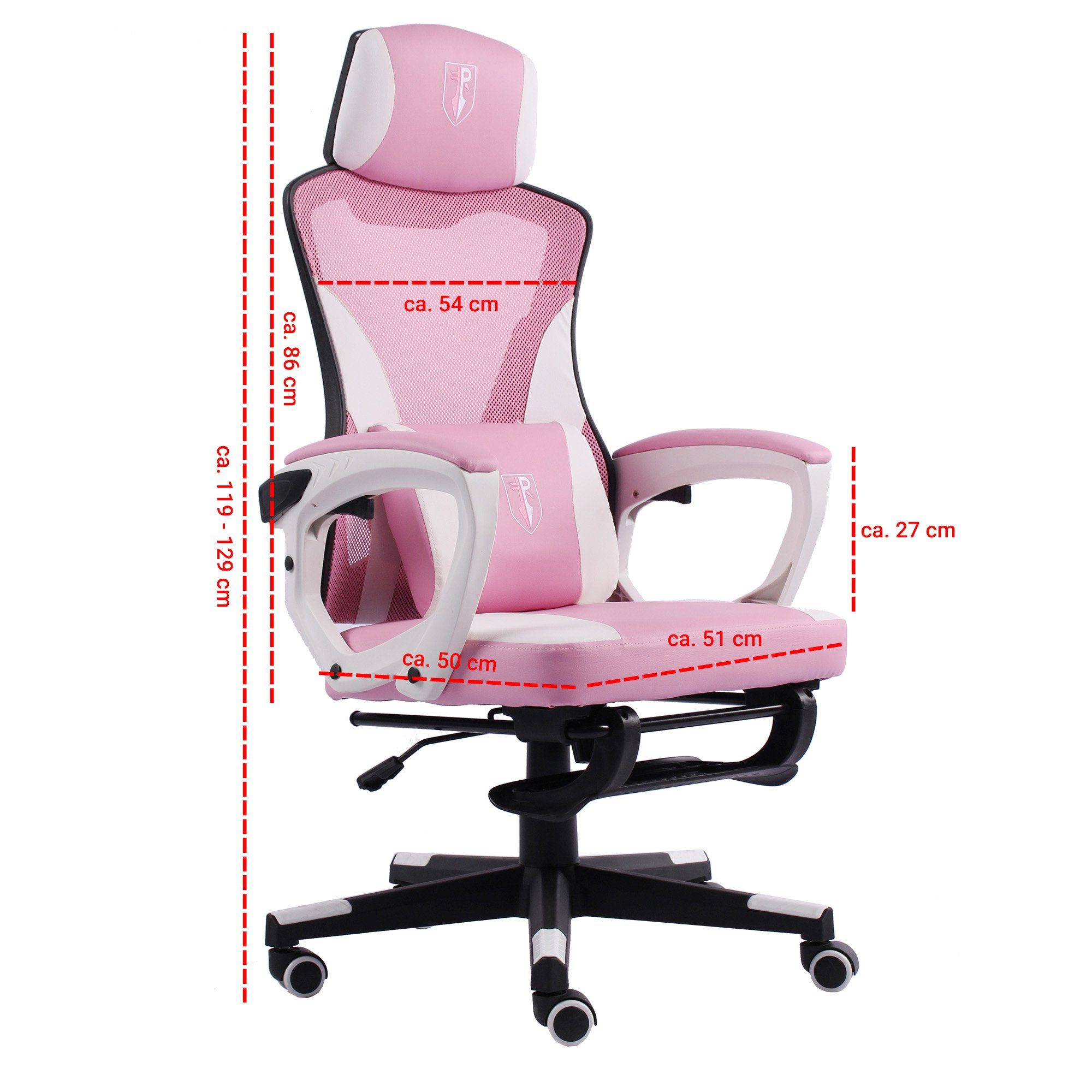 Drehstuhl PC-Stuhl Schwarz/Rosa (1 TRISENS Netzdesign Bürostuhl Stück), Nicos Fußstütze Chefsessel Chefsessel Mesh
