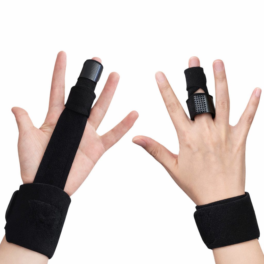 COOL-i ® Handbandage Fingerschiene mit Aluminiumstütze, verstellbare Fingerbandage, für Stabilisierung von Zeige-, Mittel- & Ringfinger