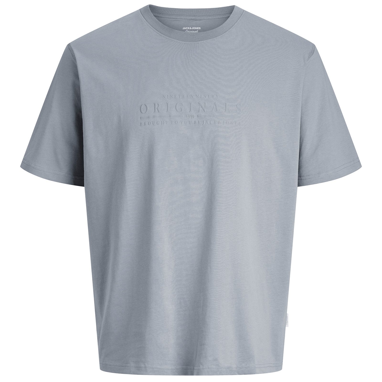Jack & Jones Rundhalsshirt Jack&Jones Übergröße T-Shirt grau JORCATSKILLS Print