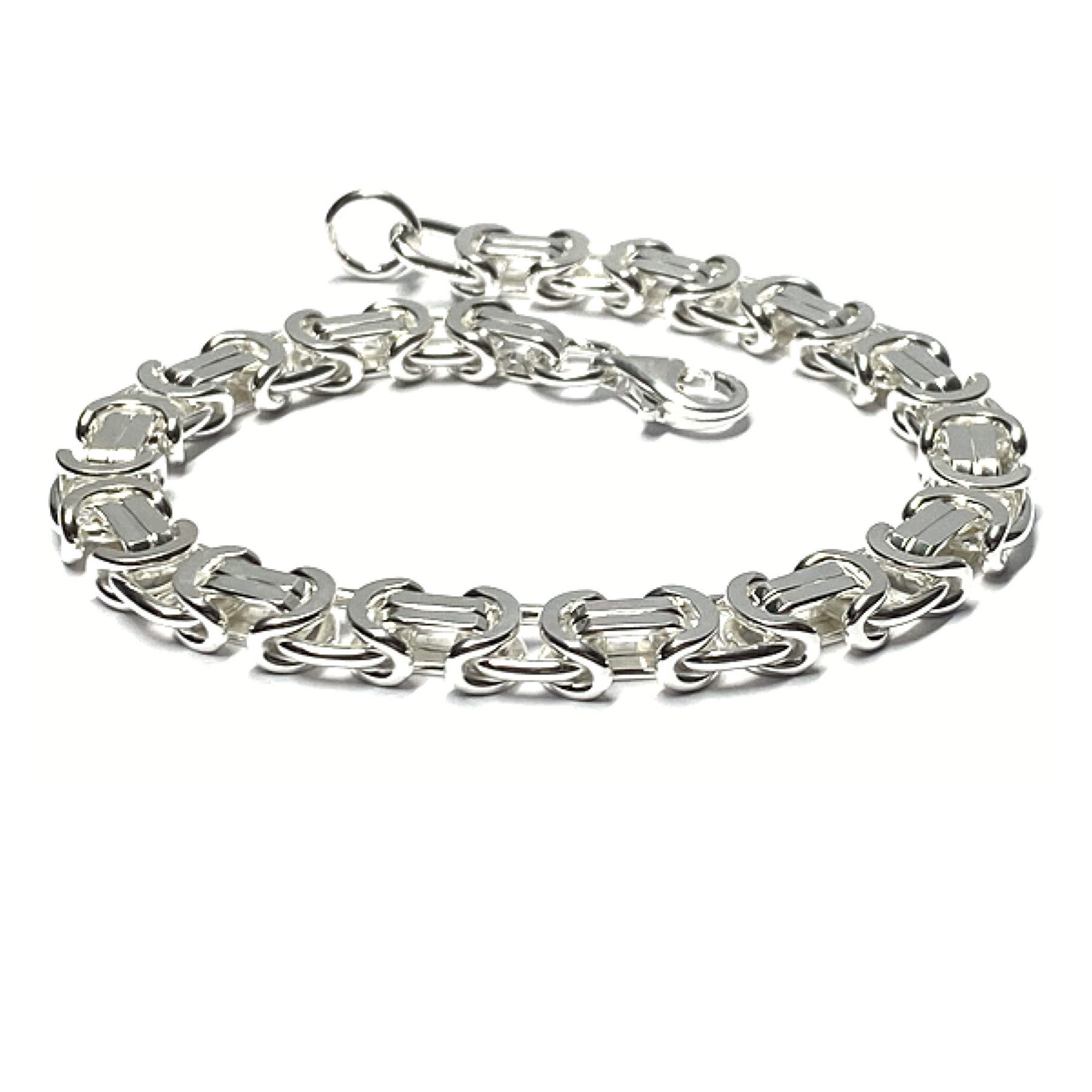 Collier Armband 925 Silber Königskette flach 8mm stabil beweglich 21cm