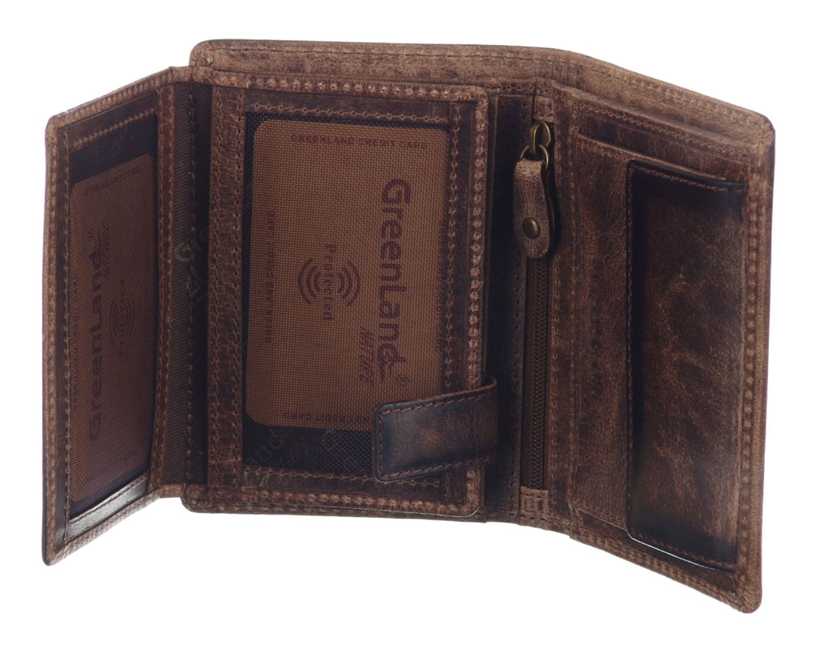 GreenLand Nature Geldbörse Wallet RFID, aus echtem Leder mit RFID-Blocker Schutz