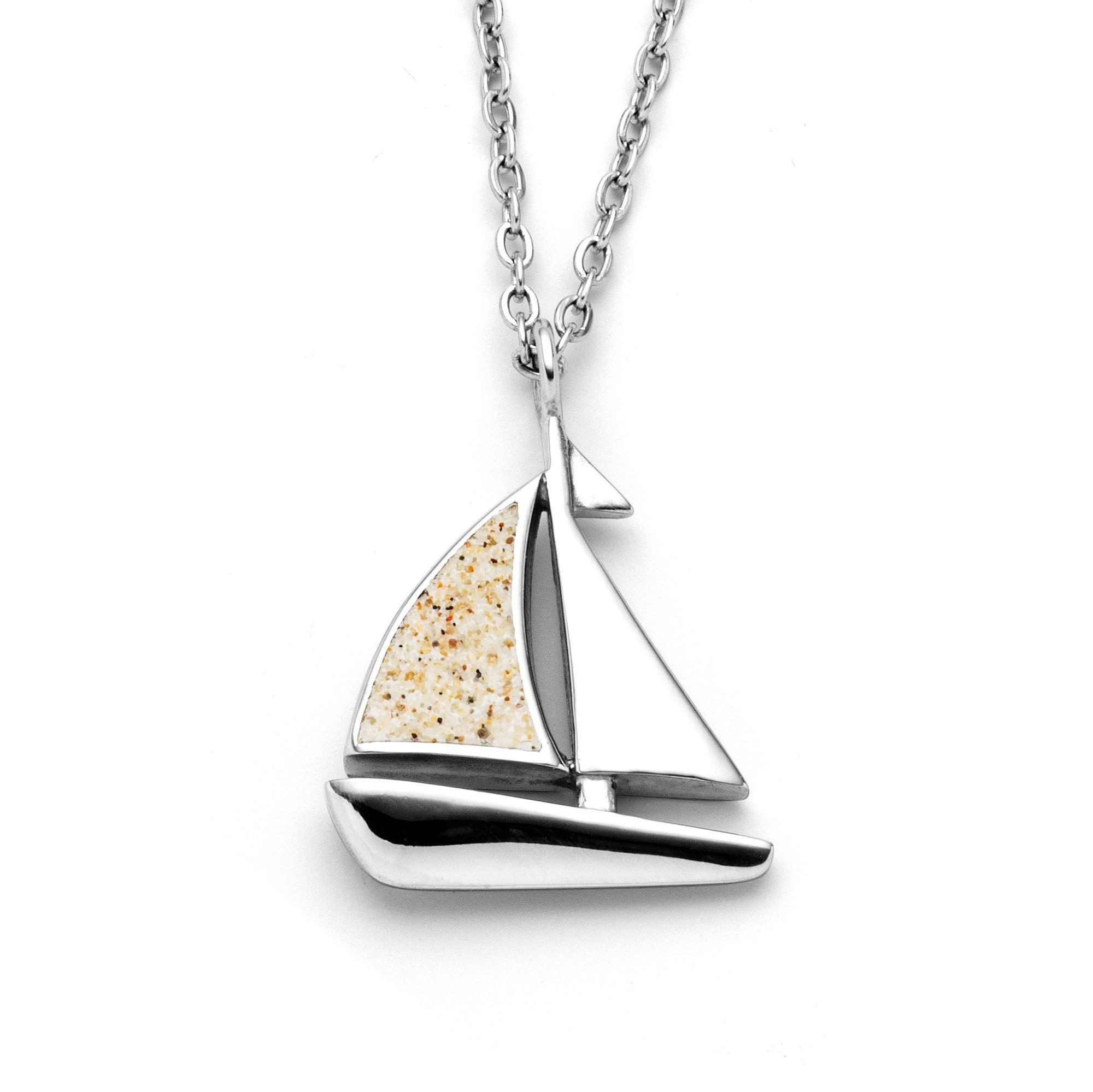 DUR Kette mit Anhänger STEEL STN1019SA Sailor Edelstahl Strandsand® Segelboot 42+5 cm