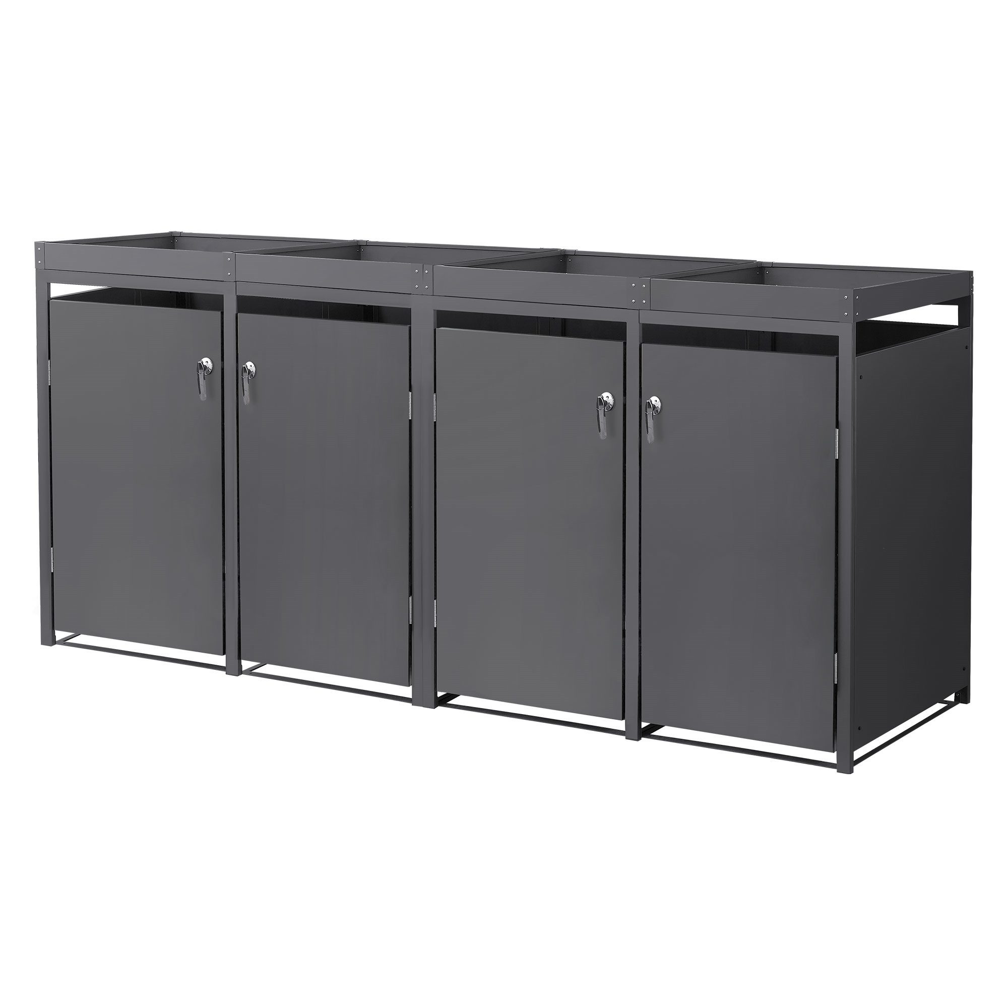 ML-DESIGN Mülltonnenbox Müllbox aus Stahl wetterfeste Mülltonnen Verkleidung Mülltonnengarage, Mülltonnencontainer mit Pflanzdach für 4 Tonnen 120 oder 240 Liter