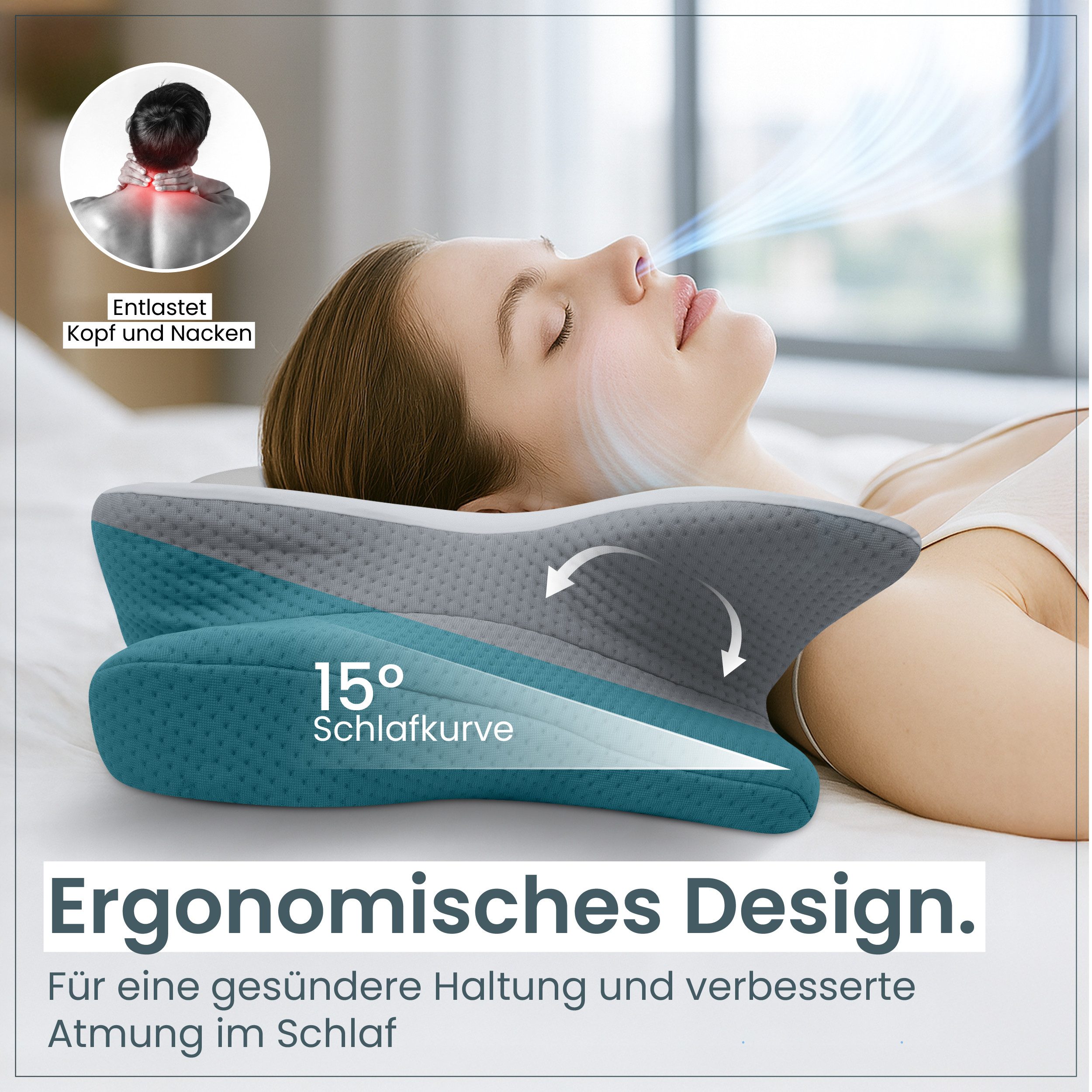 Gentle North Nackenstützkissen Orthopädisches Nackenstützkissen aus hochwertigem Memory Foam – Bild 4 von 5