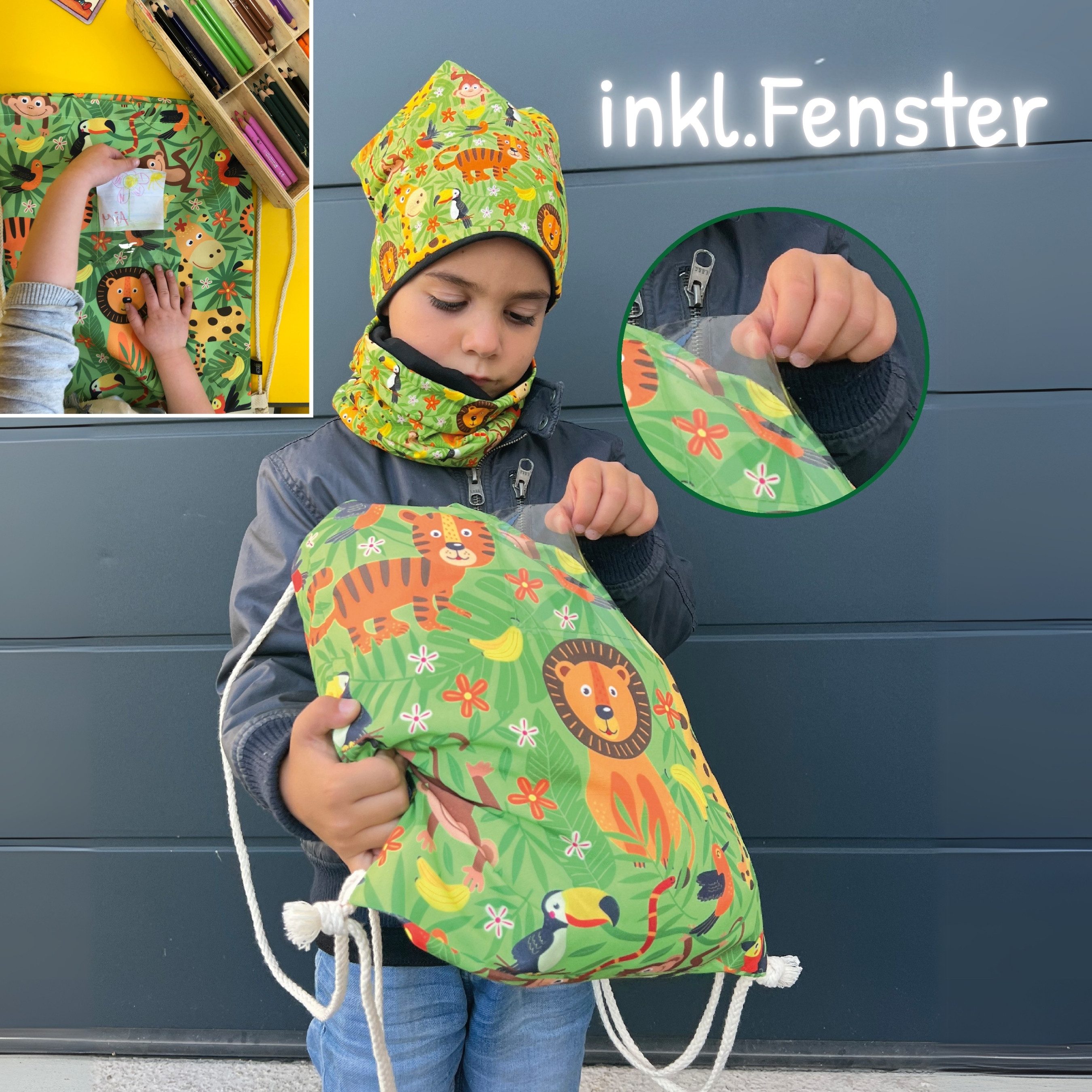 HECKBO Turnbeutel Kinder Turnbeutel 80% Baumwolle verschiedene Motive – Bild 4 von 5