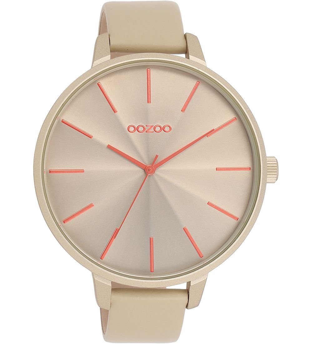 OOZOO Quarzuhr XL Damenuhr C11251 Beige Lederband 48 mm