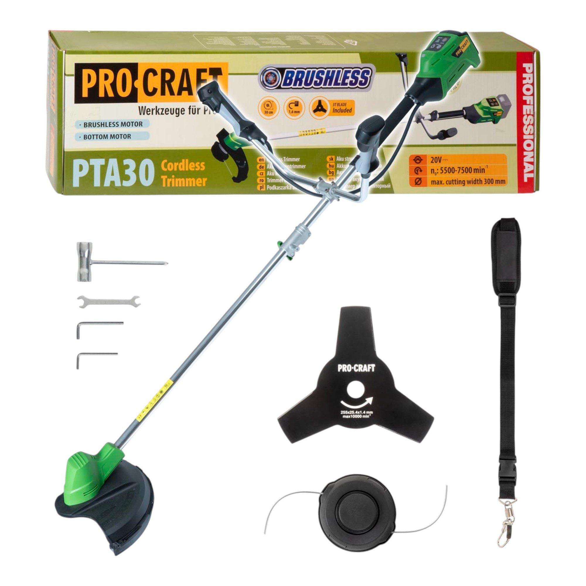 PRO CRAFT Akku-Freischneider PTA30 20 V 300 mm Brushless Solo - ohne Akku, ohne Ladegerät