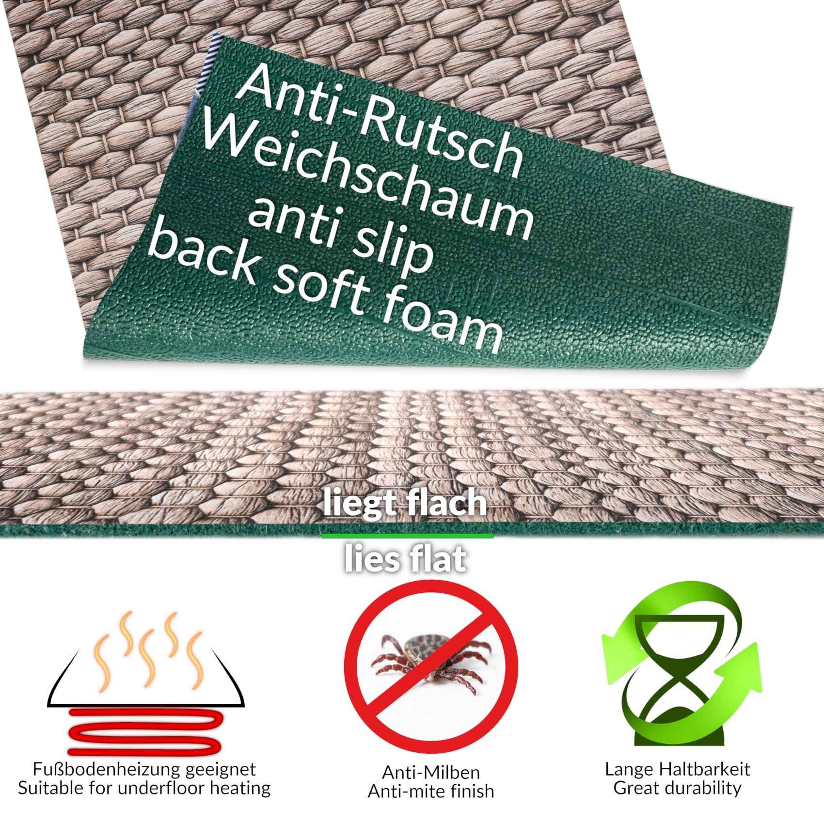 Teppichläufer Textil Höhe: GreenLine 3 Läufer Flurläufer Küchenläufer Textil, mm, Rechteckig, ANRO,