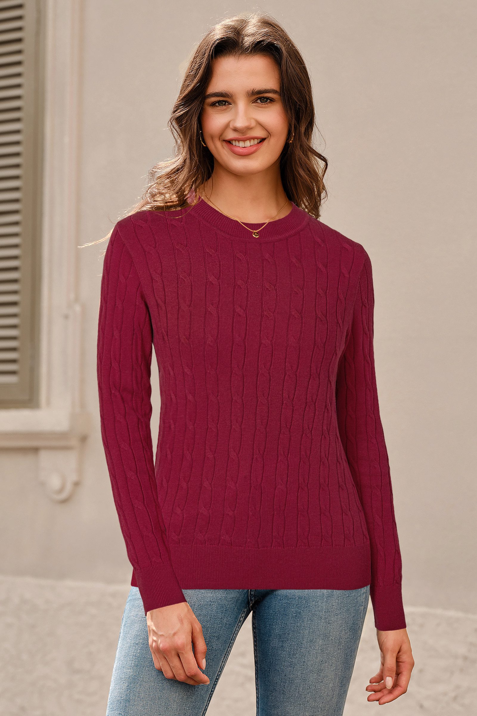 Arach&Cloz Strickpullover Damen Pullover Strickpullover Blusenoberteile Langarm Strickpullover Elegant Rundhals Oberteile