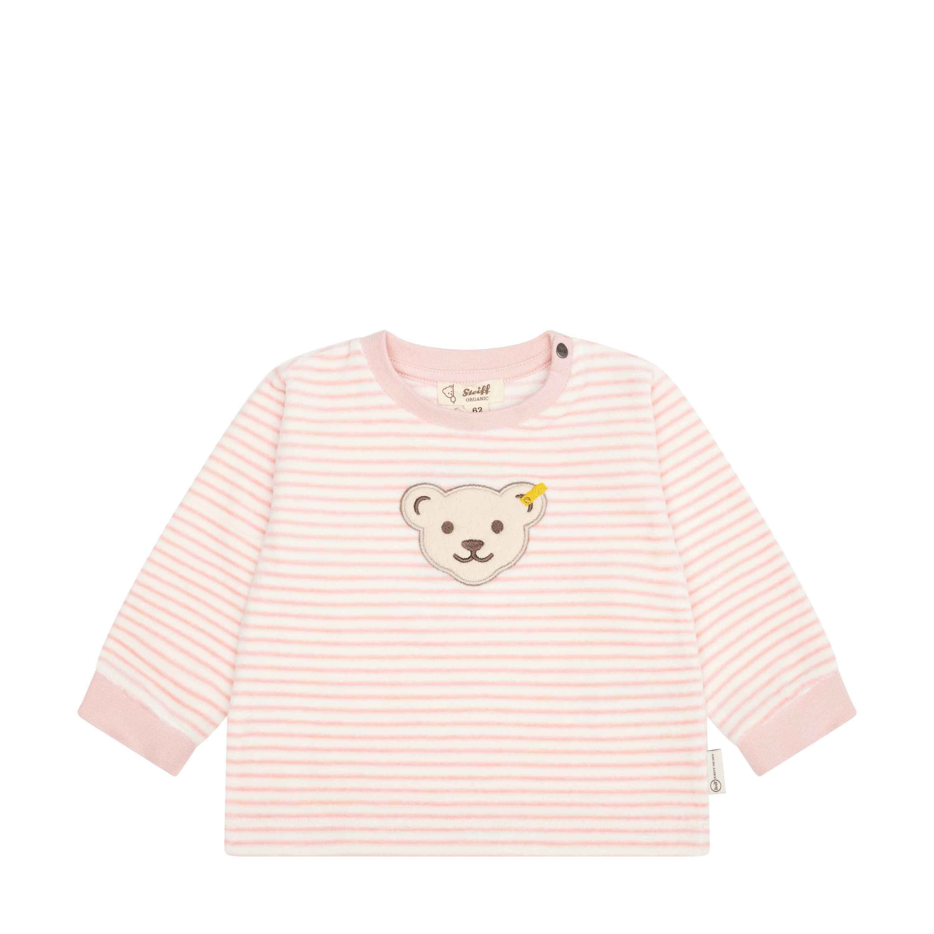 Steiff Sweatshirt Sweatshirt GOTS Baby Wellness lässig mit Teddykopf silver pink