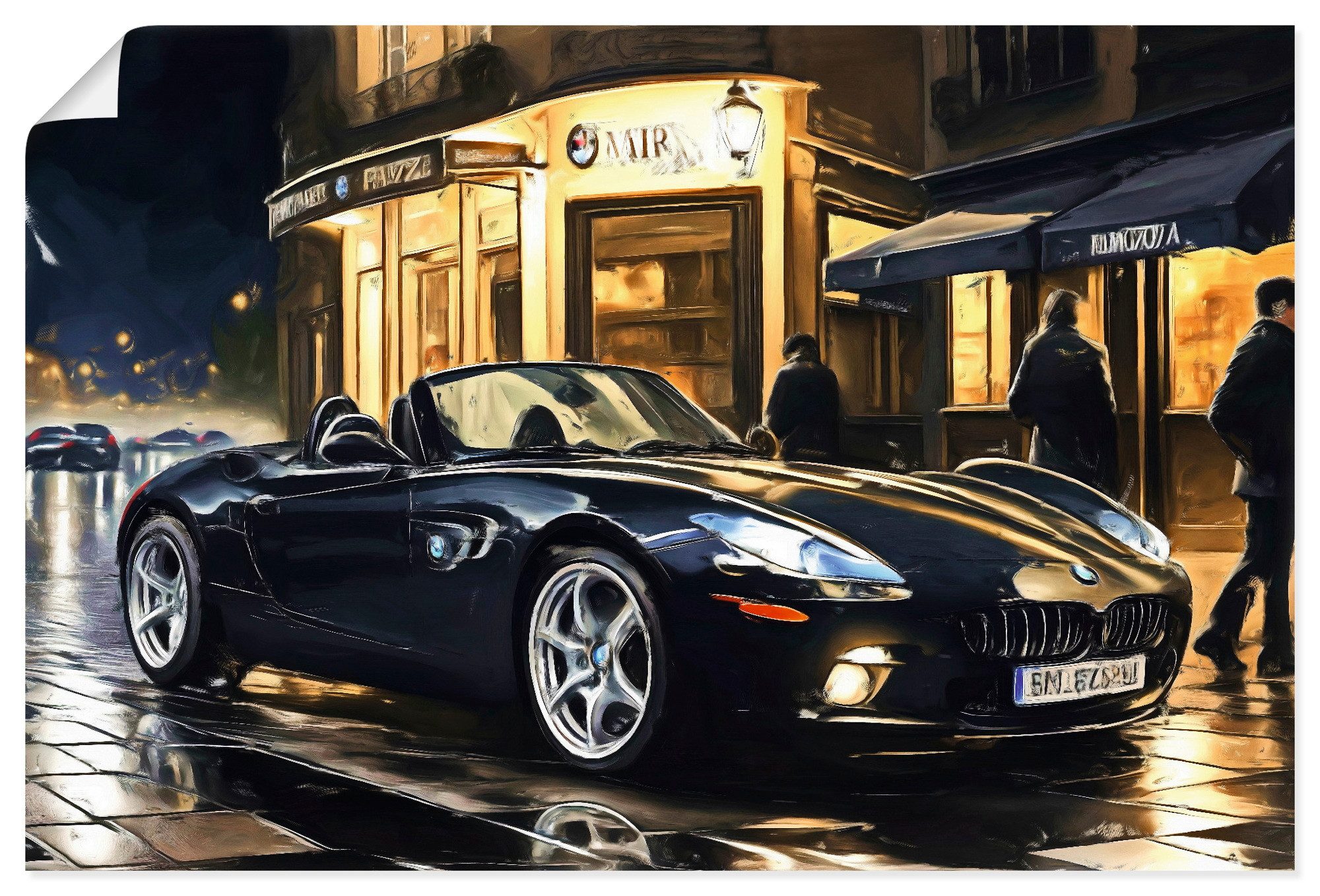 Artland Wandbild BMW Z8 nachts in Paris, (1 St), als Alubild, Leinwandbild, Poster, Wandaufkleber in verschied. Größen