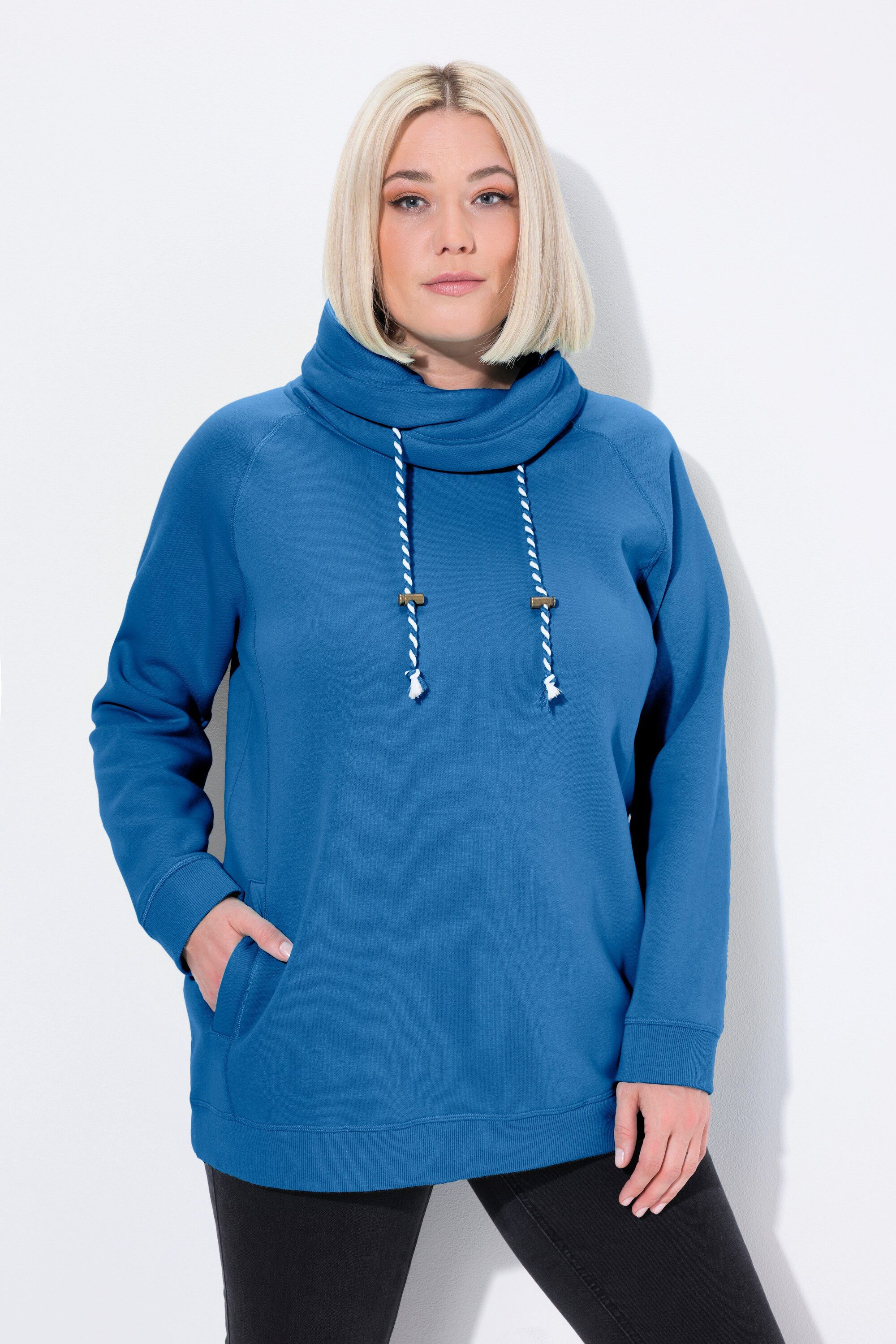 Ulla Popken Sweatshirt Sweatshirt weiter Stehkragen Taschen