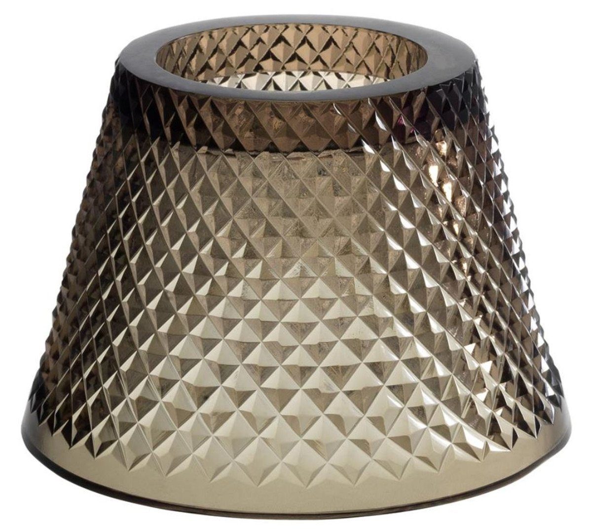 Ø x Teelichthalter-Lampenschirm - H. Casa Padrino Accessoires cm 12,5 Luxus 15 Dekoobjekt Glas Braun