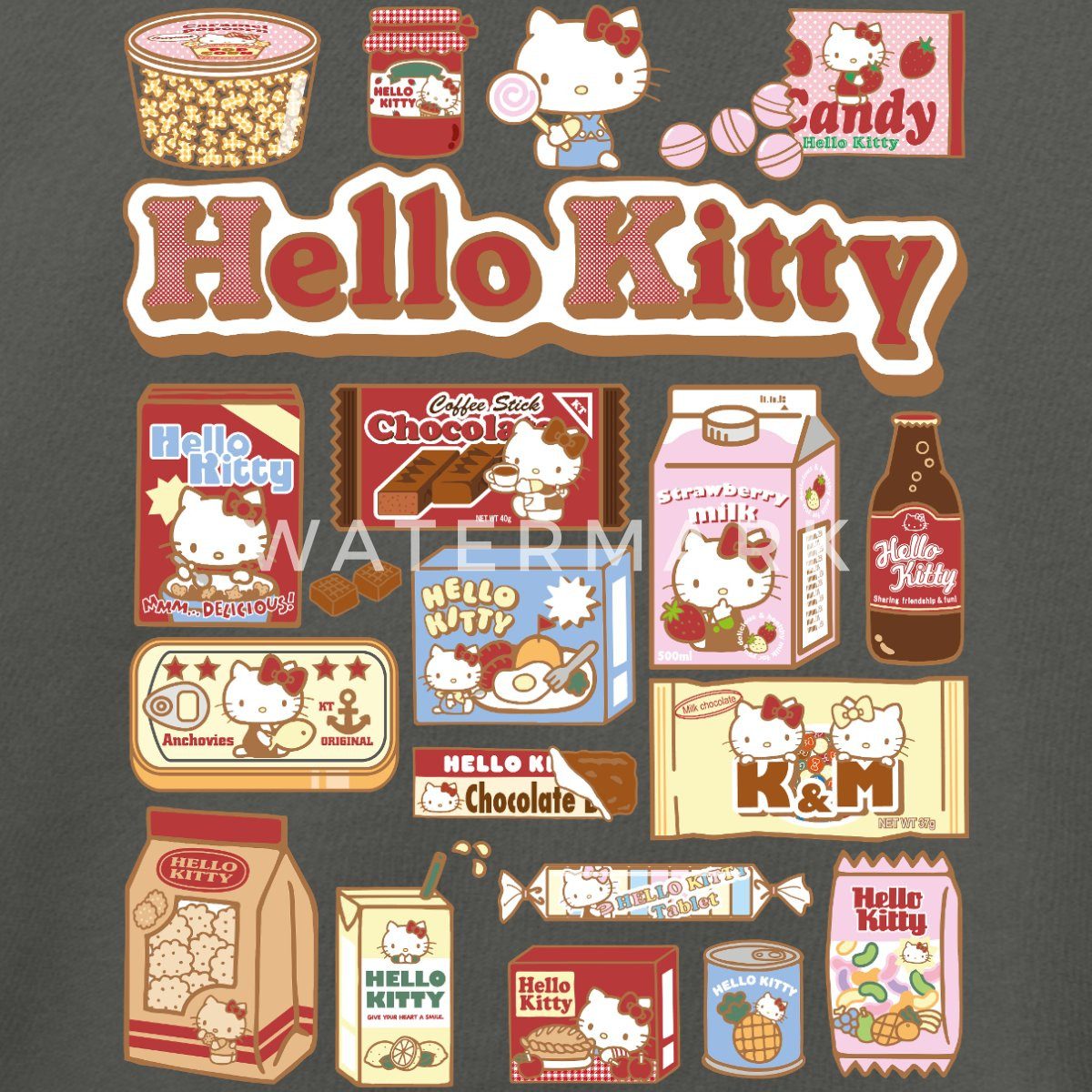 Spreadshirt Hoodie Hello Kitty Snack Collage Frauen Boxy Organic Hoodie (1-tlg)